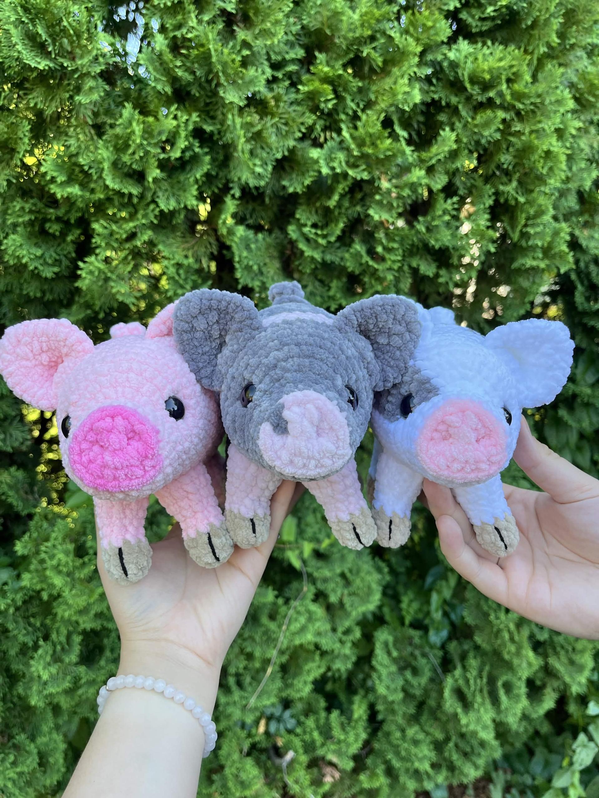 Crochet Standing Pigs Plush: Handmade Stuffed Farm Animal Amigurumi (MADE TO ORDER)
