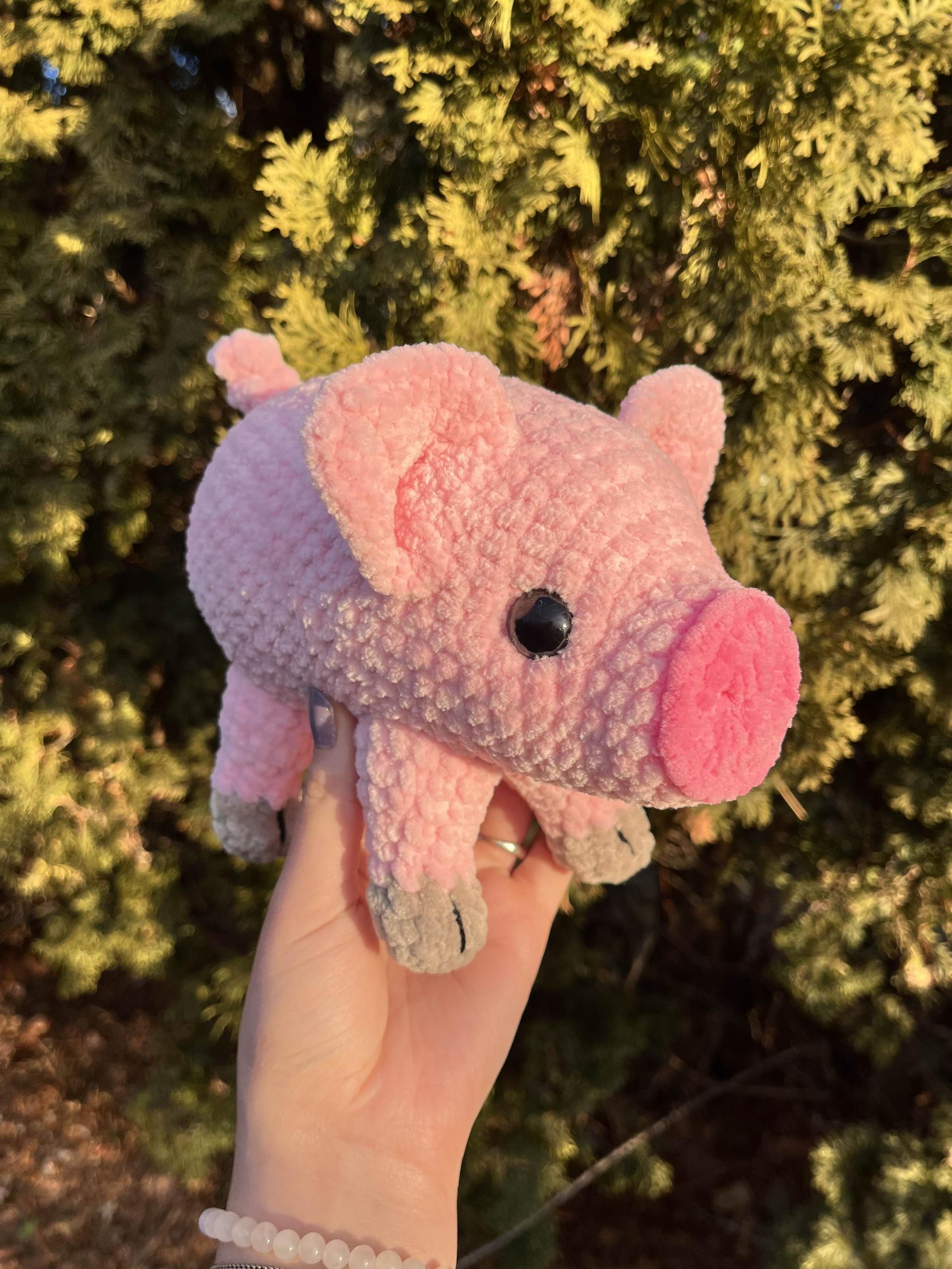 Crochet Standing Pigs Plush: Handmade Stuffed Farm Animal Amigurumi (MADE TO ORDER) thumbnail 5