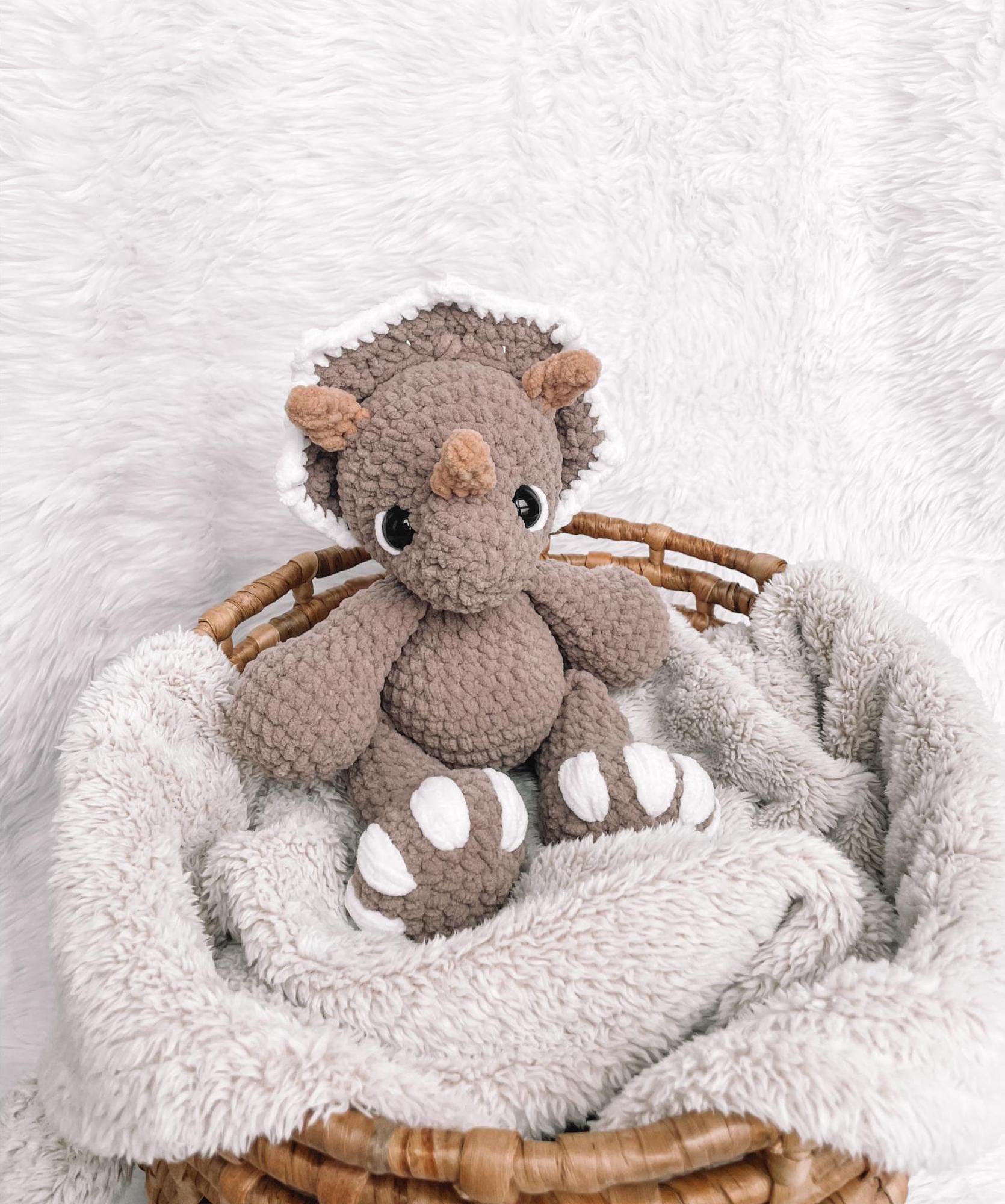 LOW SEW Dino Crochet Pattern Triceratops Amigurumi Pattern DIY Crochet Tutorial Dinosaur Crochet Animal Patterns Amigurumi Plush Dinosaur thumbnail 2