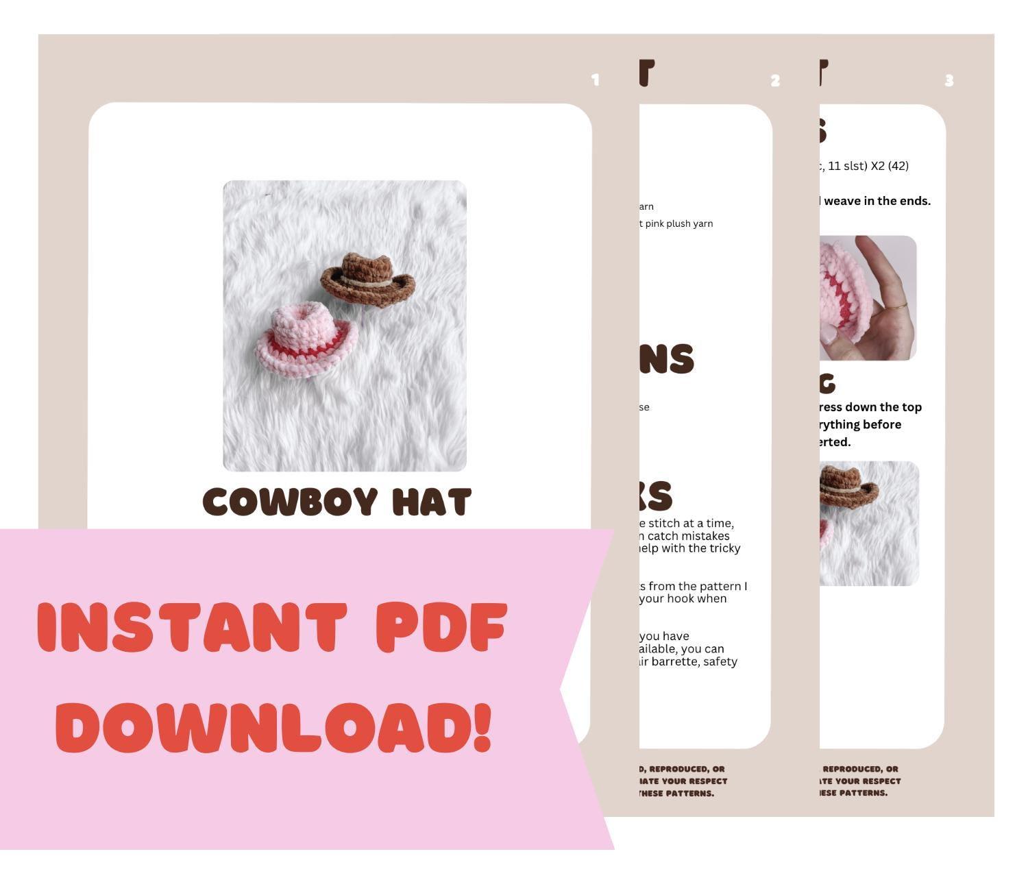 NO SEW Mini Cowboy Hat Crochet Pattern Cowboy hat Amigurumi Pattern DIY Crochet Tutorial Mini Hat Crochet Pattern Amigurumi Animal Accessory thumbnail 5