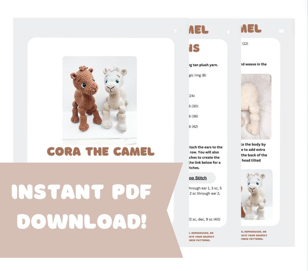 LOW SEW Camel Crochet Pattern Camel Amigurumi Pattern DIY Crochet Tutorial Camel Crochet Animal Patterns Amigurumi Horse Pattern Camel thumbnail 10