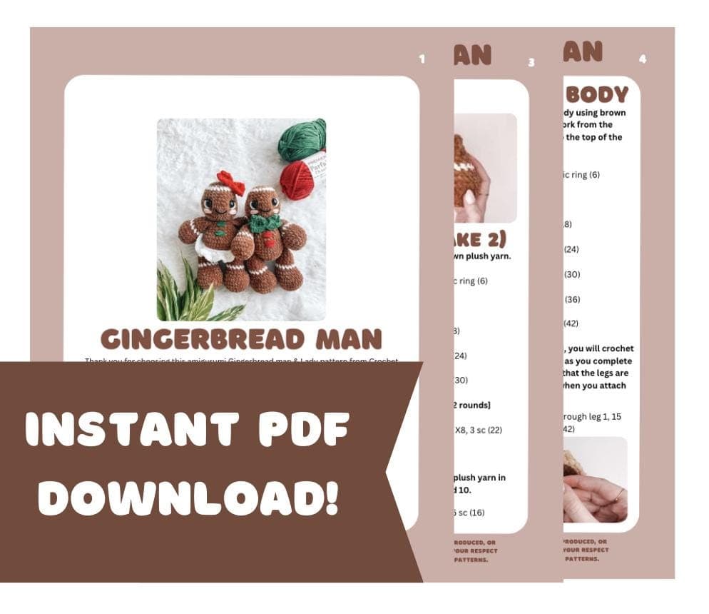 NO SEW Christmas Gingerbread Man Crochet Pattern Amigurumi Gingerbread Lady Crochet Pattern thumbnail 3