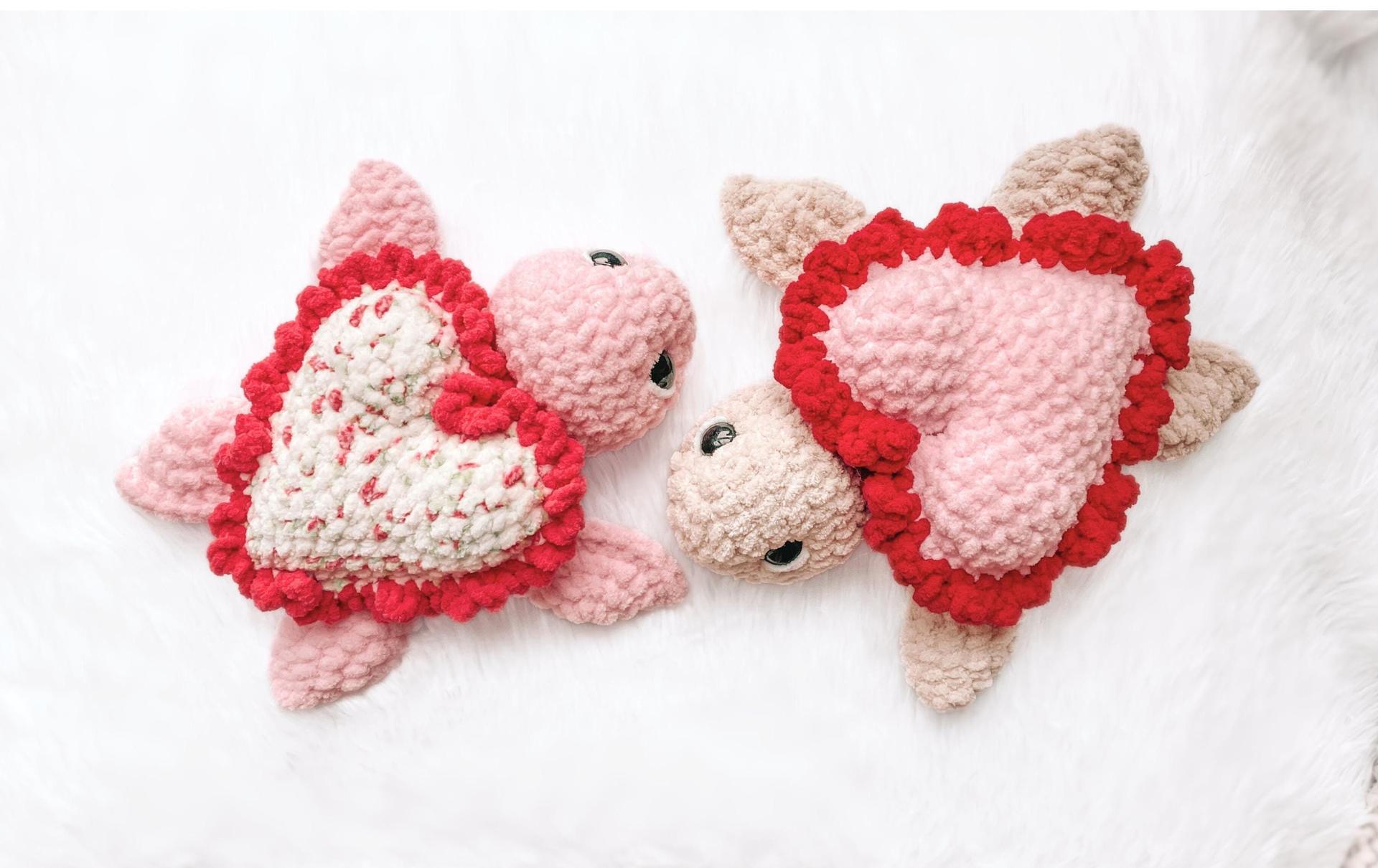 Turtle Crochet Pattern Valentines Day Amigurumi Valentine Pattern Crochet Animal Sunflower Turtle DIY Crochet Tutorial Stuffed Heart Pattern