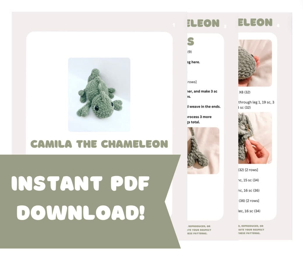 NO SEW Chameleon Crochet Pattern Chameleon Amigurumi Pattern DIY Crochet Tutorial Lizard Crochet Animal Patterns Amigurumi Chameleon thumbnail 8