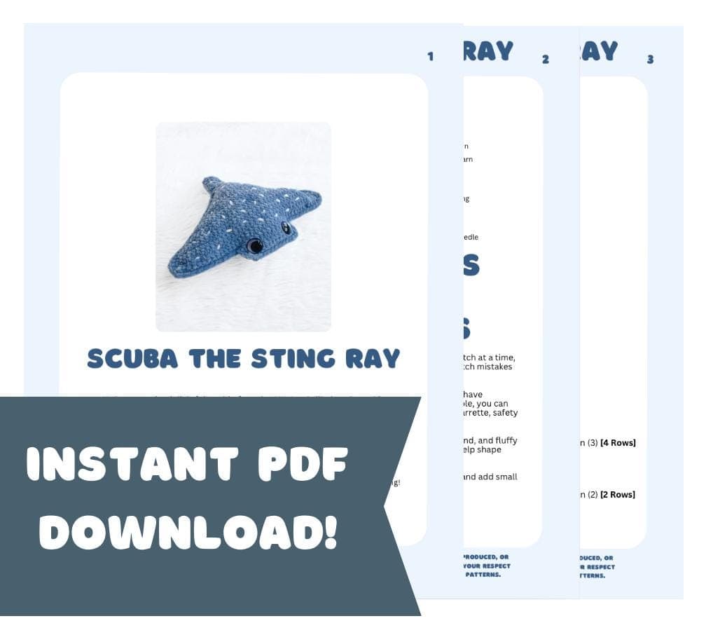 LOW SEW Sea Animal Crochet Pattern Stingray Amigurumi Pattern DIY Crochet Tutorial fish Crochet Animal Patterns Amigurumi Sea Pattern thumbnail 4