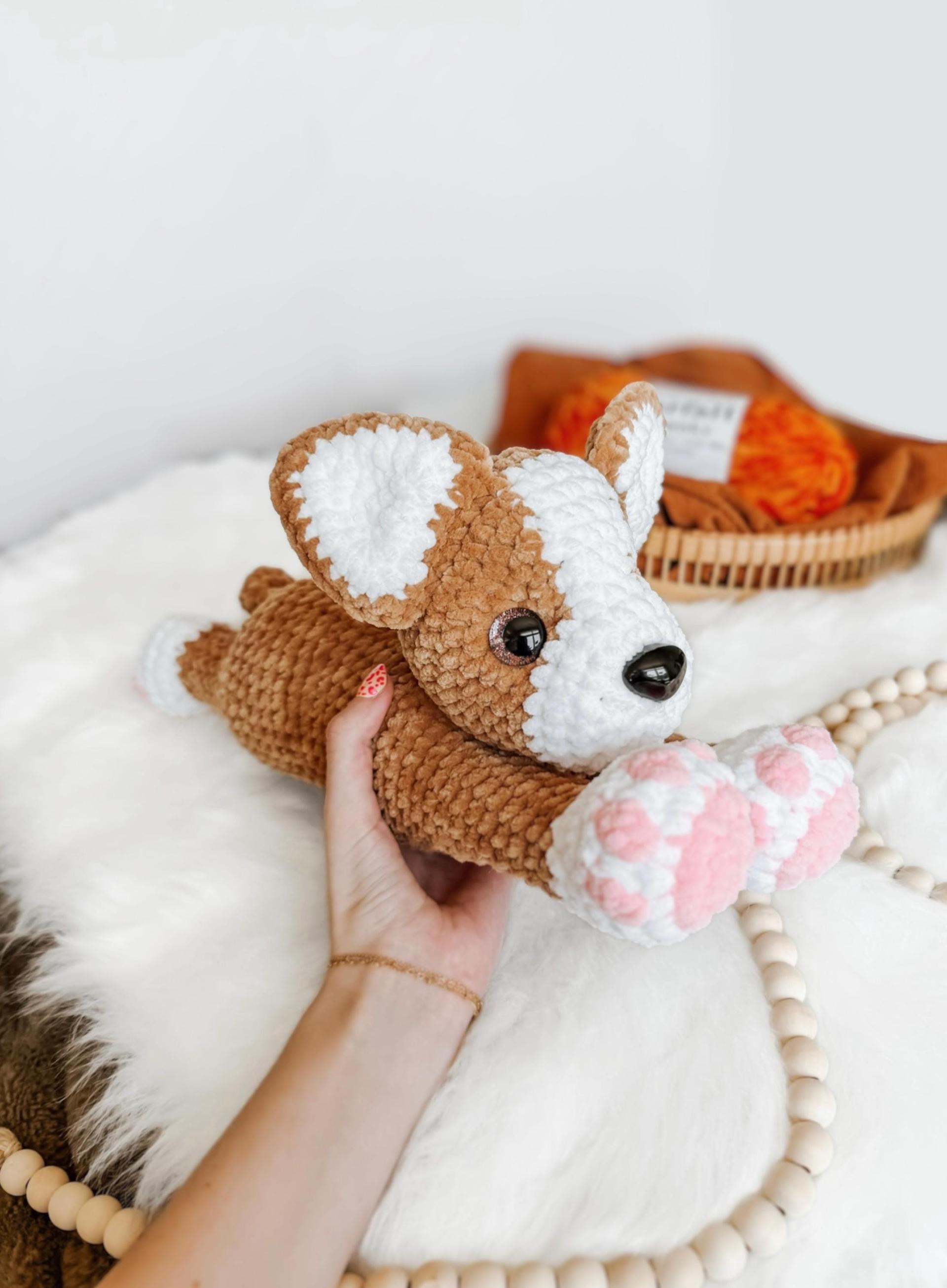 LOW SEW Splooting Puppy Crochet Pattern, Corgi & Floppy Eared Dog Amigurumi Tutorial (PDF Pattern) thumbnail 2