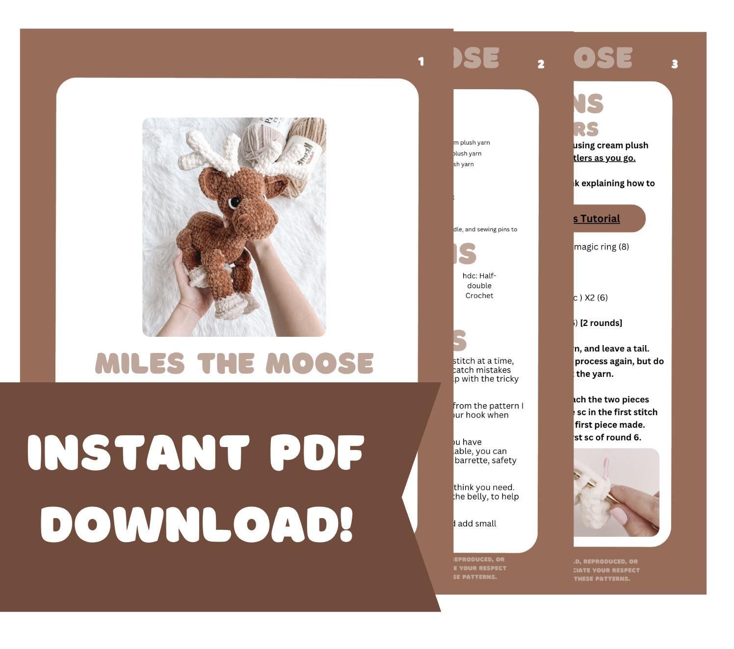 LOW SEW Moose Crochet Pattern Moose Amigurumi Pattern DIY Crochet Tutorial Moose Crochet Animal Patterns Amigurumi Farm Animal Pattern thumbnail 5