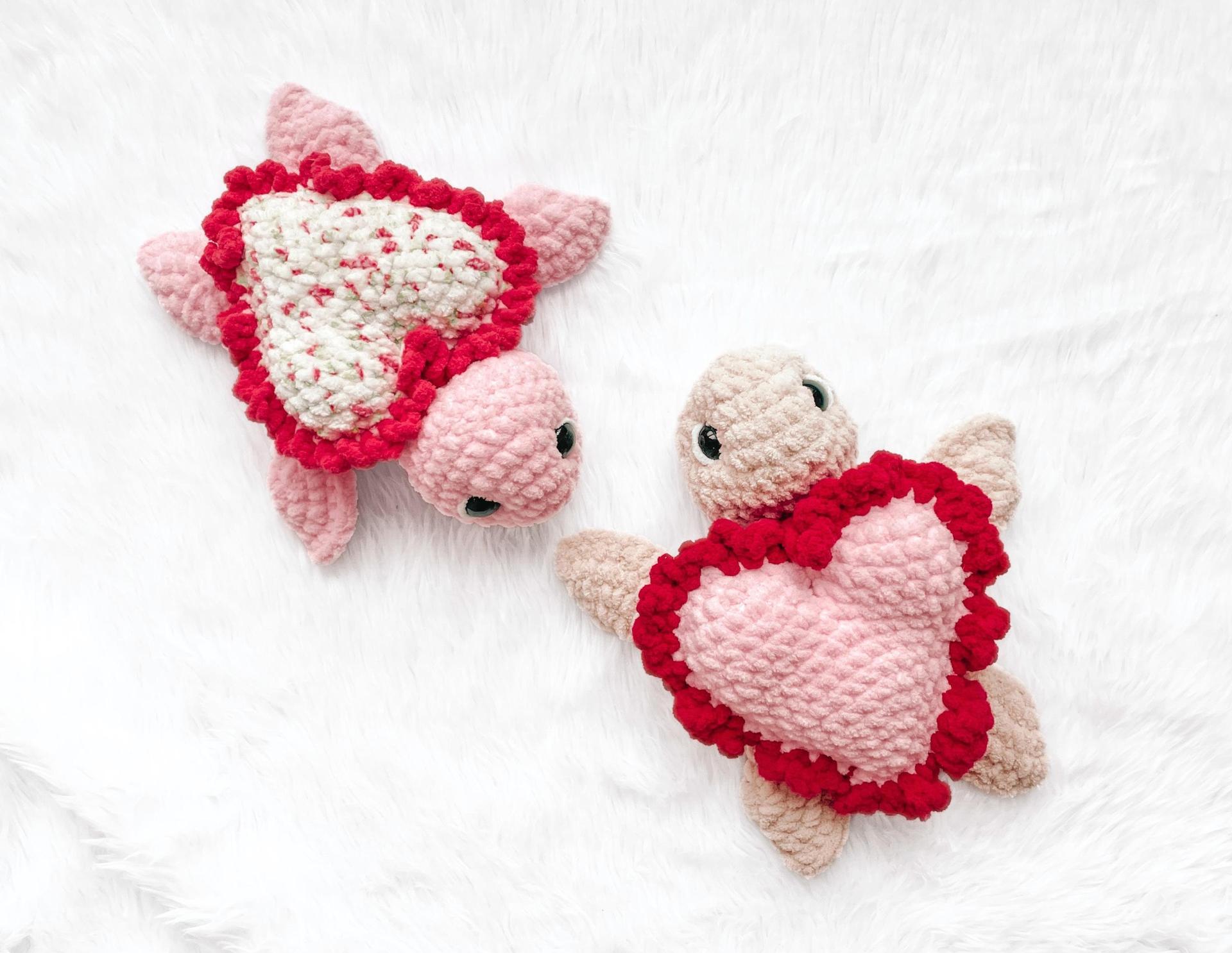 Turtle Crochet Pattern Valentines Day Amigurumi Valentine Pattern Crochet Animal Sunflower Turtle DIY Crochet Tutorial Stuffed Heart Pattern thumbnail 2