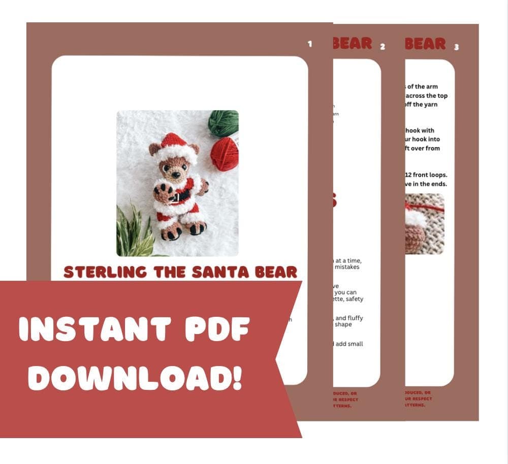 LOW SEW Christmas Bear Crochet Pattern Amigurumi Santa Bear Crochet Pattern thumbnail 4