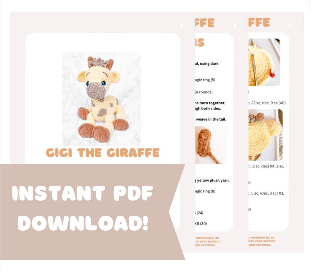 LOW SEW Giraffe Crochet Pattern Giraffe Amigurumi Pattern DIY Crochet Tutorial Giraffe Crochet Animal Patterns Amigurumi Zoo Pattern thumbnail 5