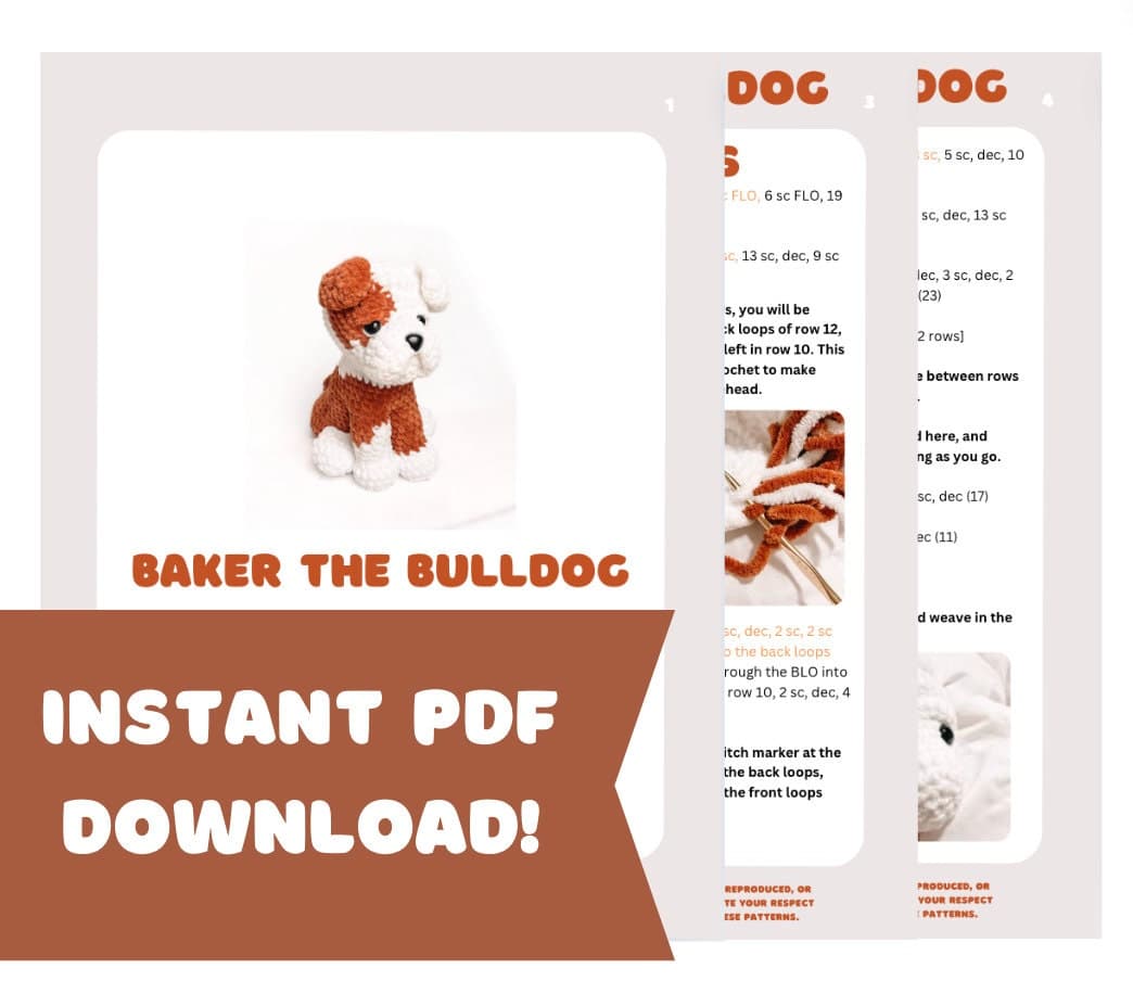 LOW SEW Bulldog Crochet Pattern Boxer Amigurumi Pattern Crochet Tutorial Puppy Crochet Animal Patterns Amigurumi Dog Pattern Puppy Crochet thumbnail 9