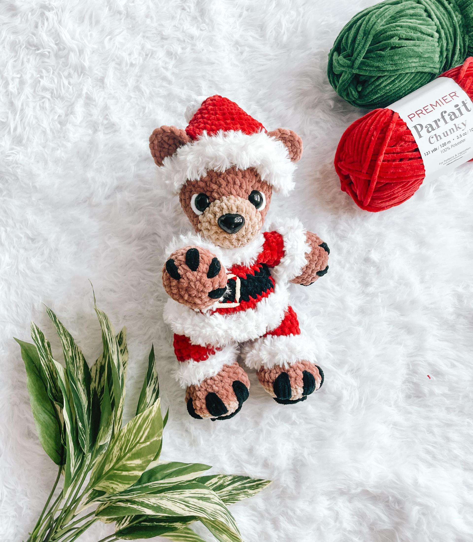 LOW SEW Christmas Bear Crochet Pattern Amigurumi Santa Bear Crochet Pattern