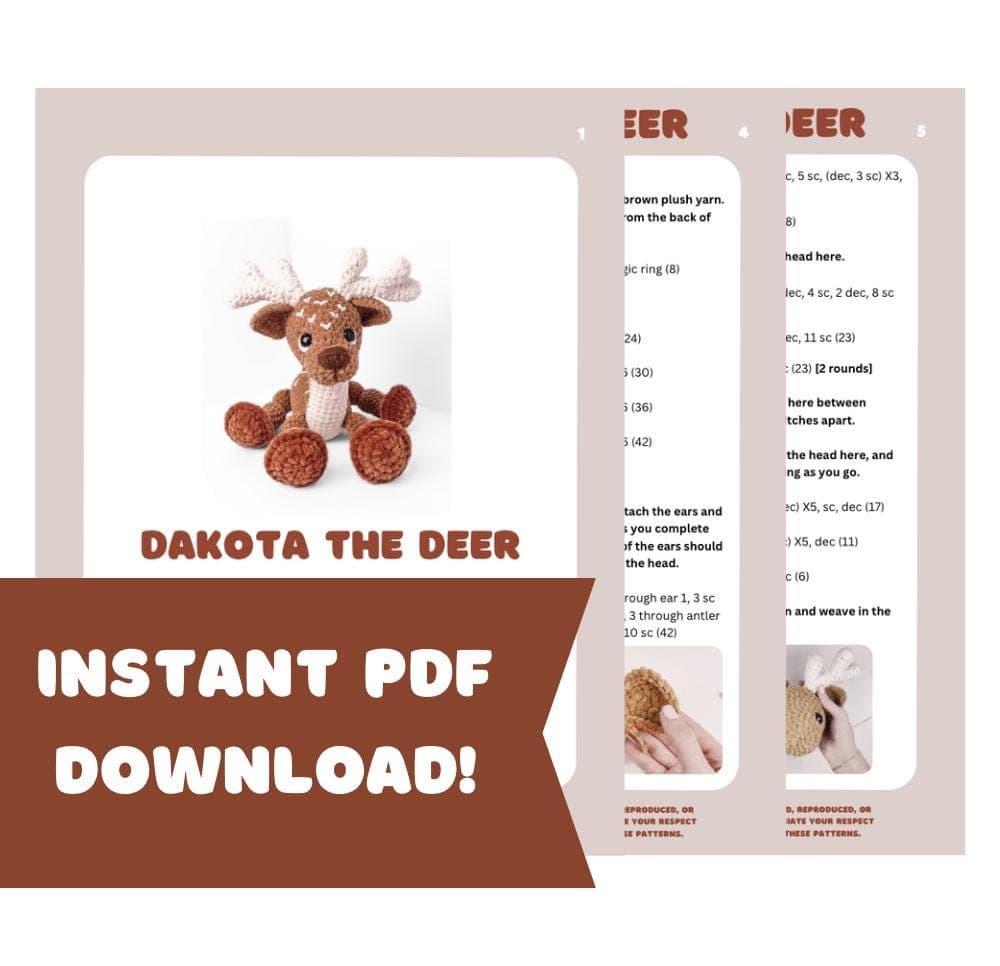 LOW SEW Deer Crochet Pattern Reindeer Amigurumi Pattern DIY Crochet Tutorial Deer Crochet Animal Patterns Amigurumi Reindeer Pattern Deer thumbnail 7