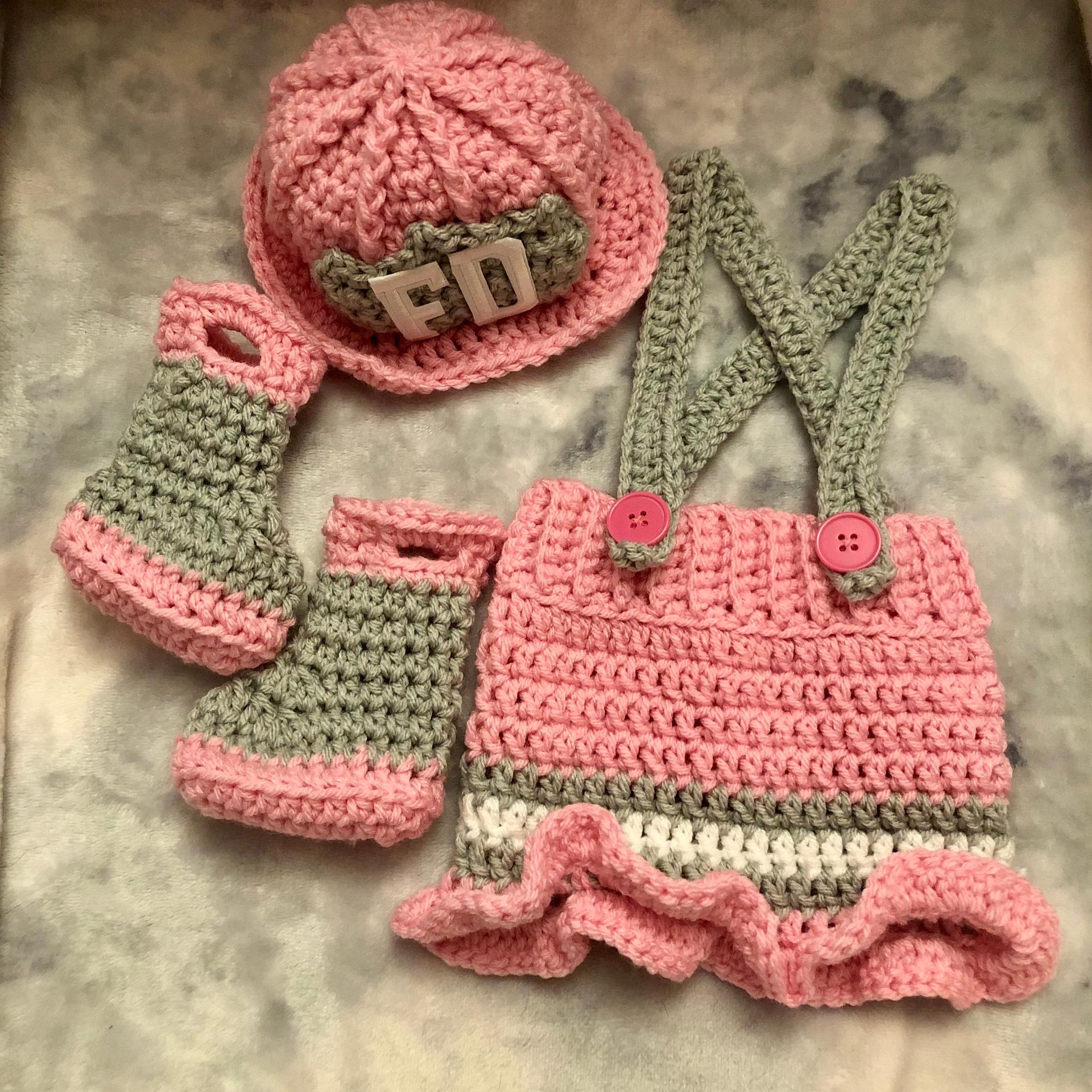 Pink baby firefighter outfit