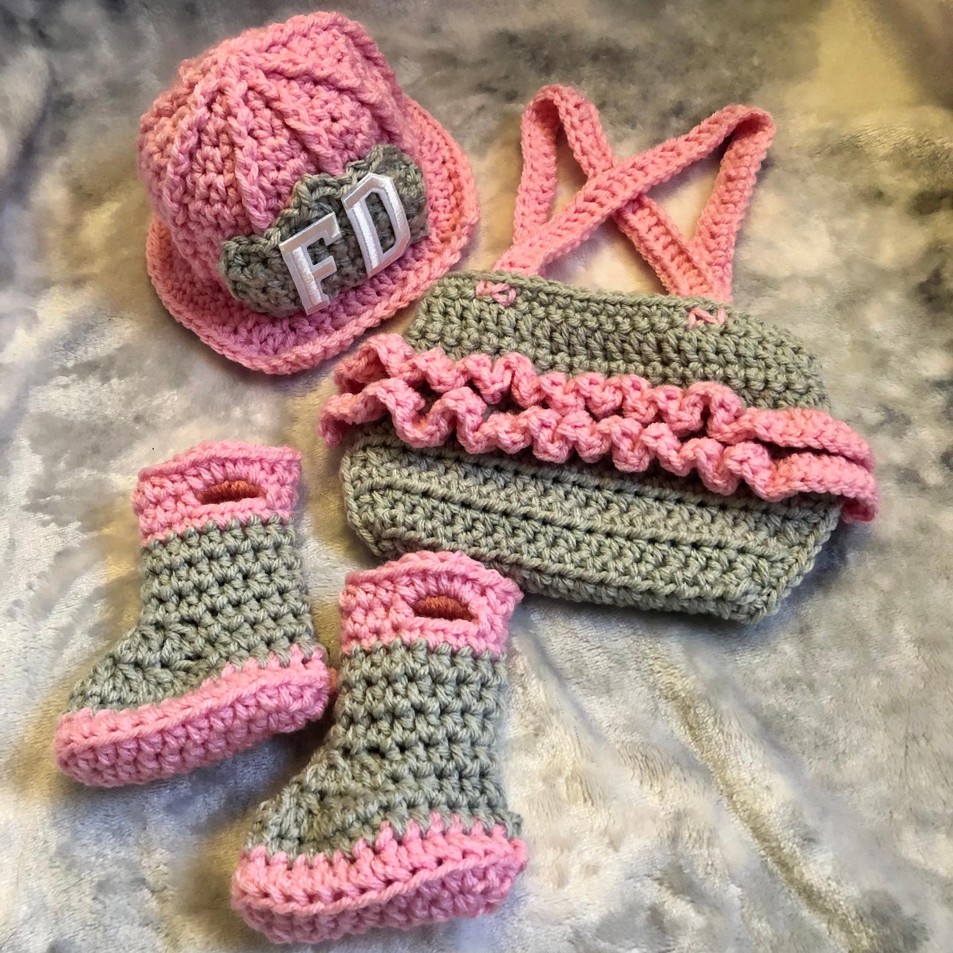 Pink baby firefighter outfit