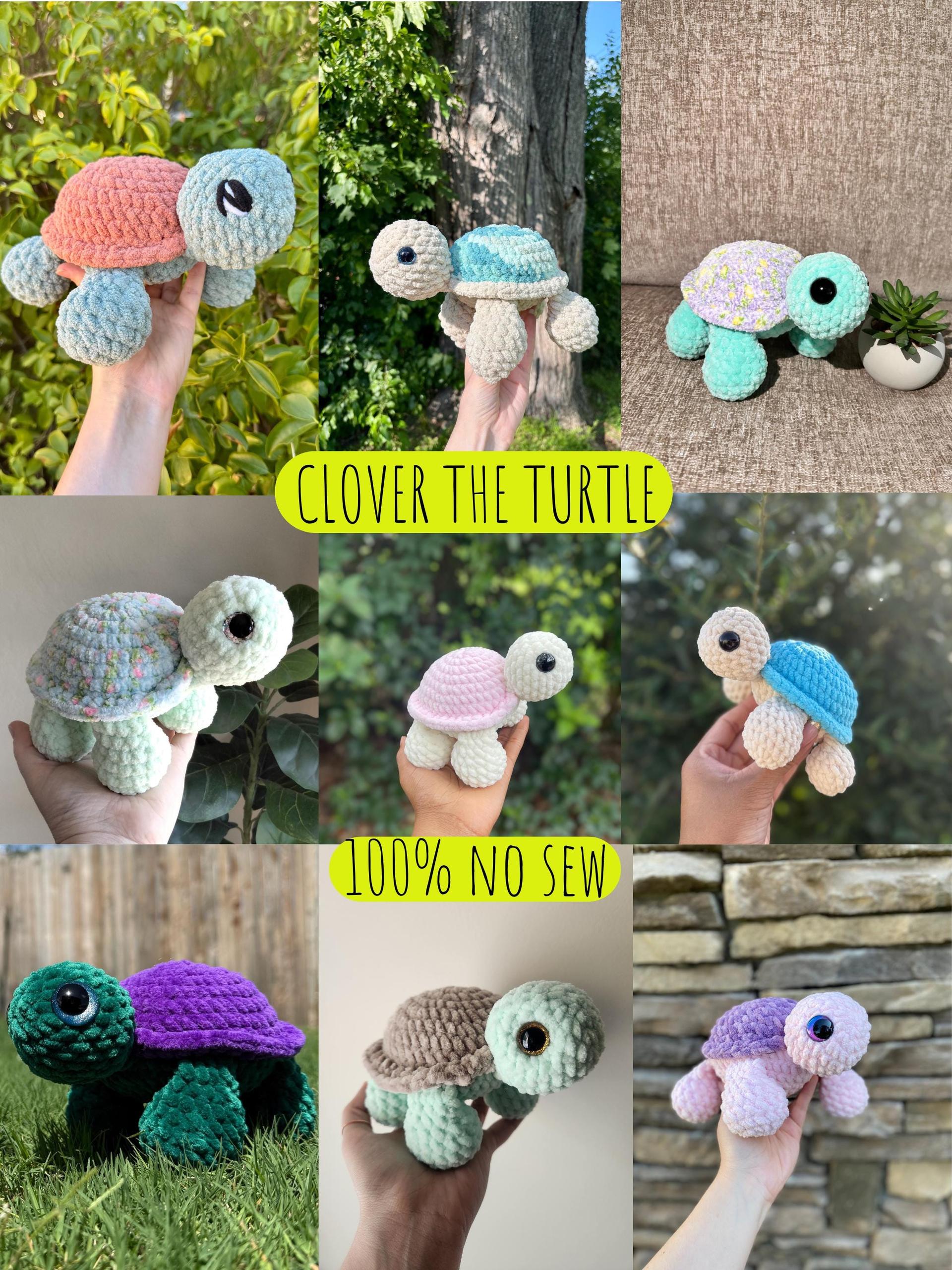 clover the turtle- crochet turtle pattern, land turtle crochet pattern, amigurumi turtle pattern, no sew, tortoise crochet pattern, crochet thumbnail 2