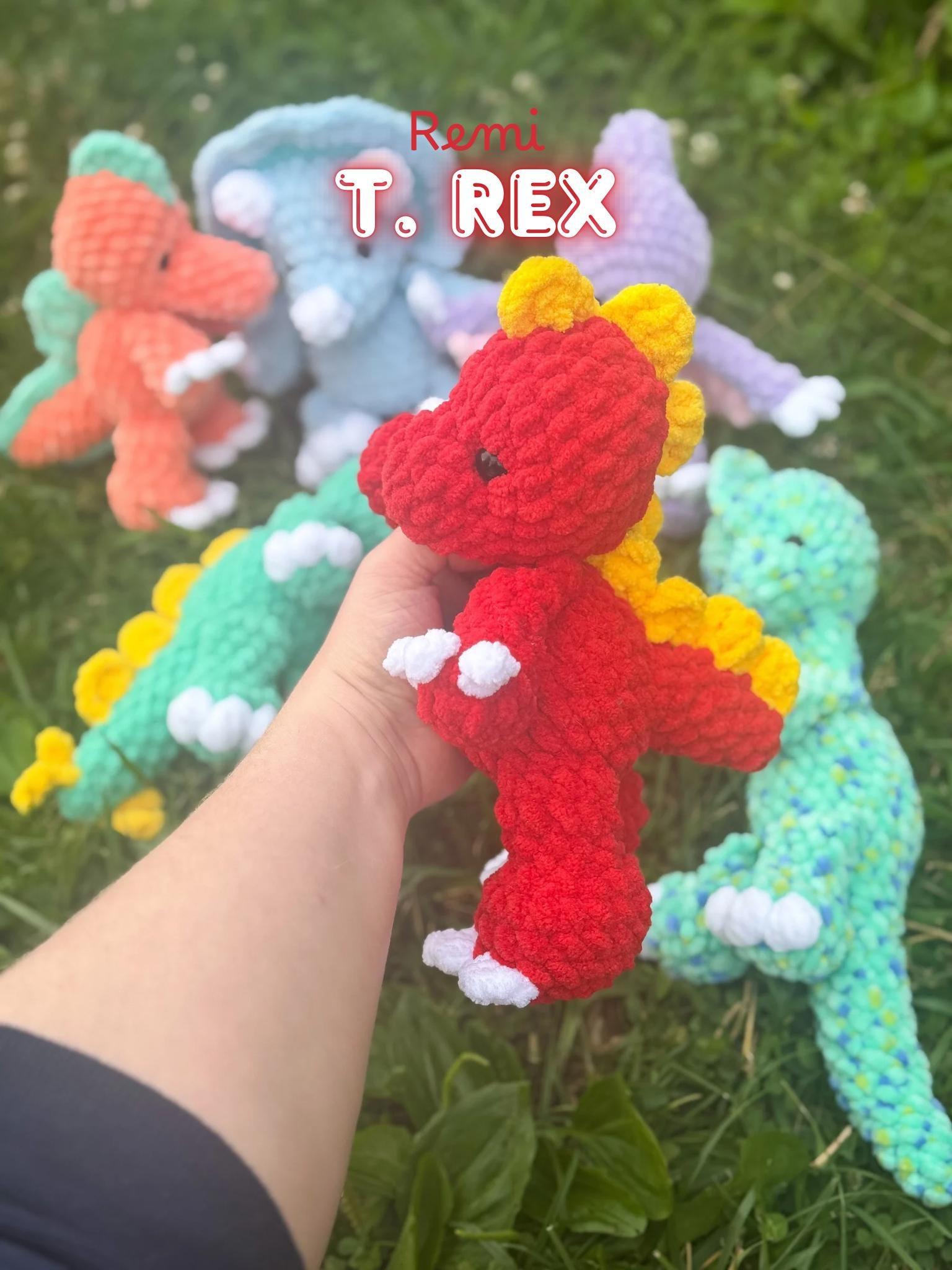 remi the t. rex | amigurumi dinosaur, low sew, crochet pattern, dinosaur pattern, tyrannosaurus rex
