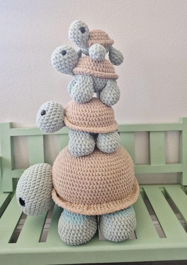 crochet turtle tower bundle- crochet turtle, no sew, tortoise crochet pattern, amigurumi, amigurumi pattern, crochet pattern thumbnail 6