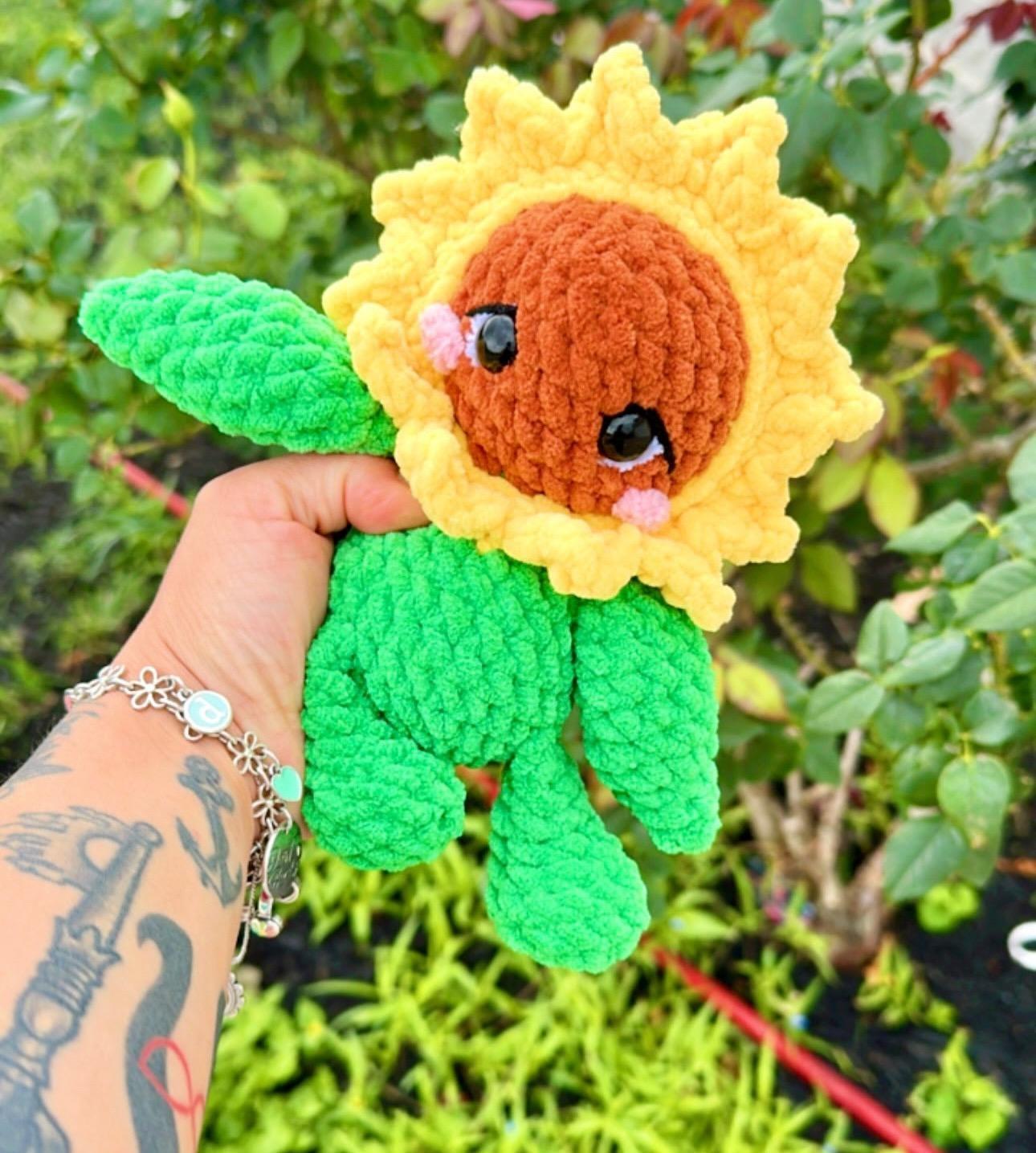 sunny the sunflower | crochet sunflower pattern, crochet, amigurumi, boho, crochet pattern, pdf, crochet flower pattern thumbnail 2