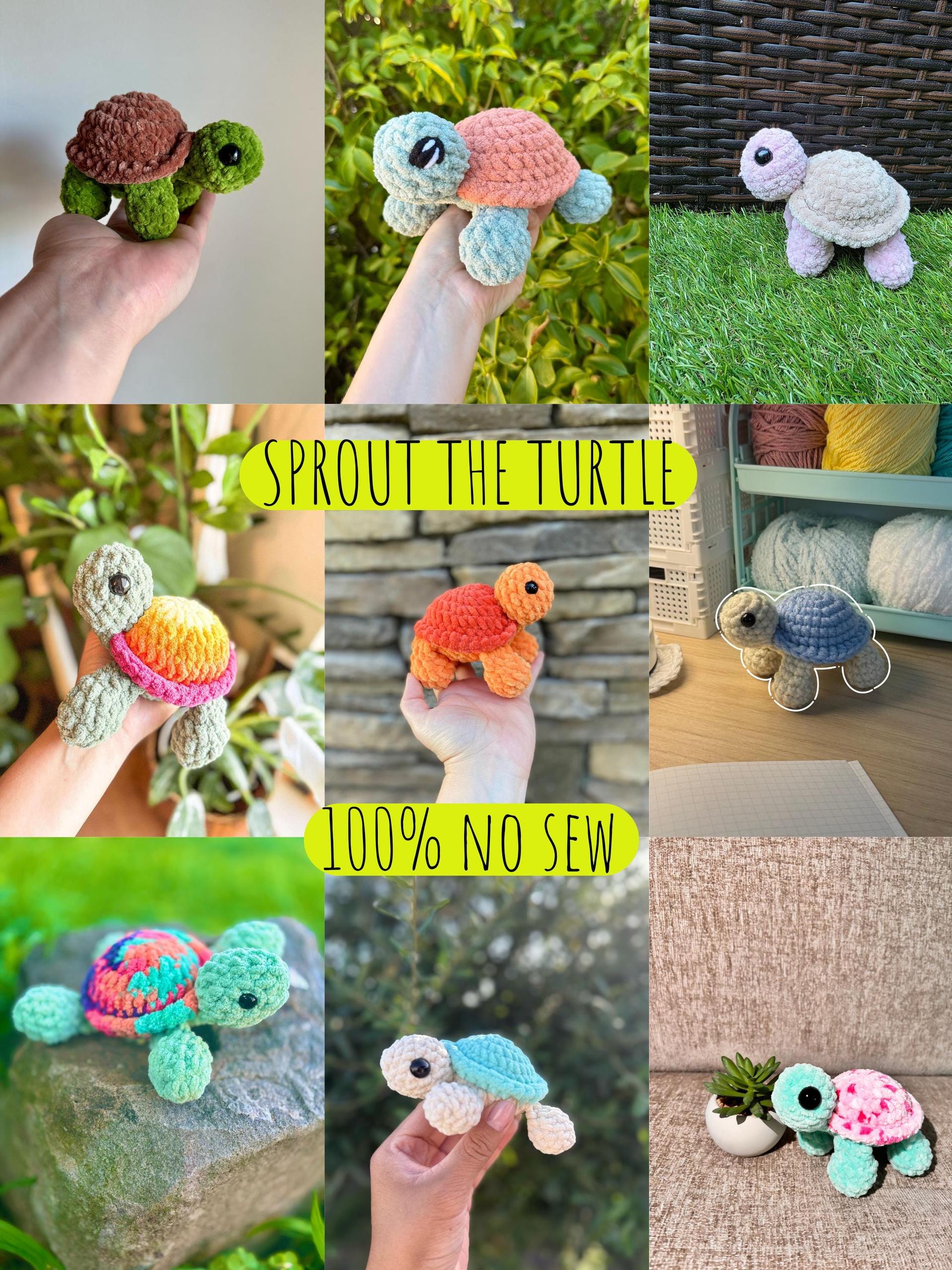 sprout the turtle- crochet pattern, tortoise crochet pattern, turtle amigurumi pattern, no sew, land turtle crochet pattern, amigurumi thumbnail 3