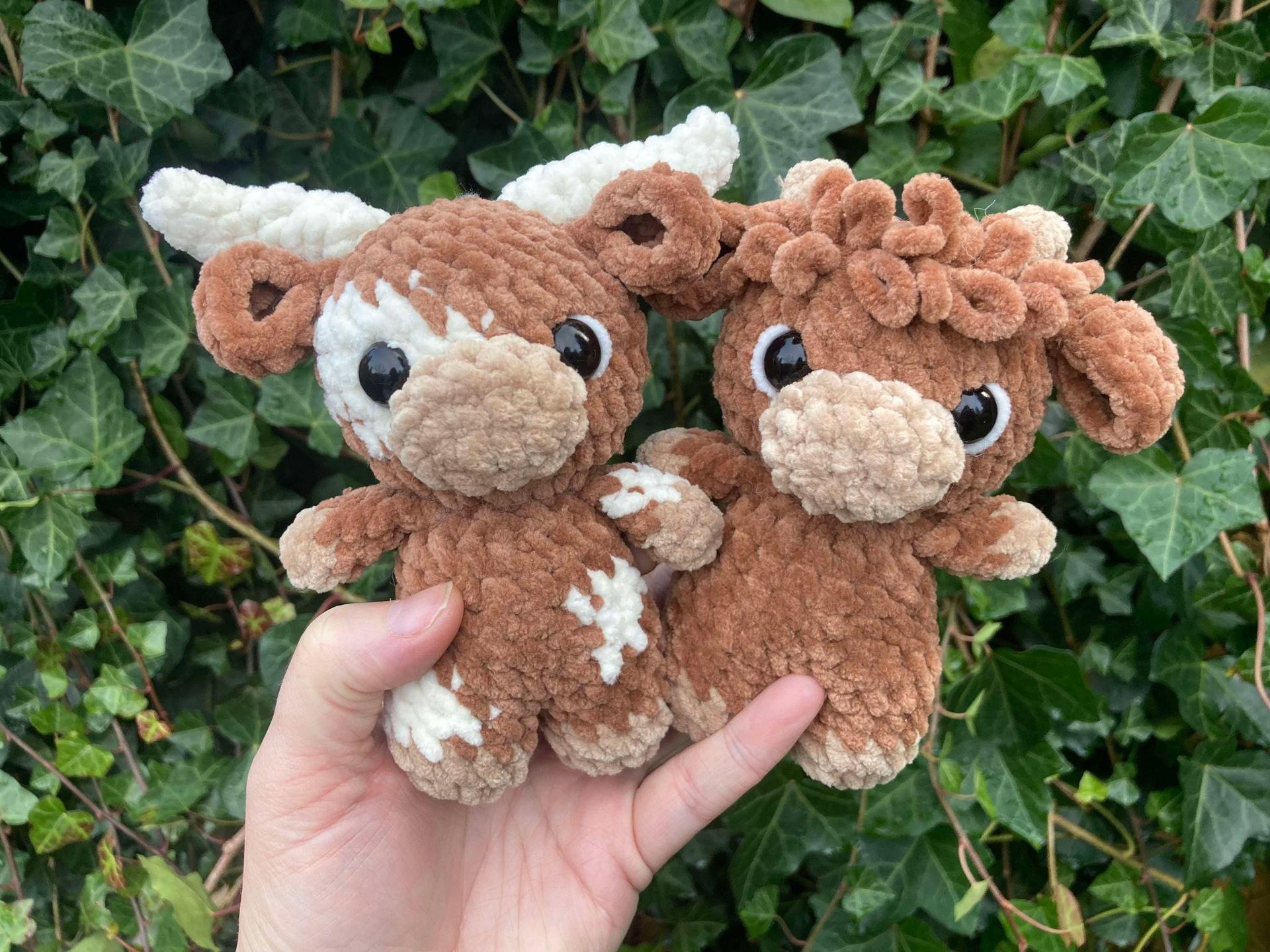 Baby cows TRIO pattern- baby longhorn, baby cow, baby highland, crochet cow pattern, amigurumi, highland, longhorn, cow thumbnail 9