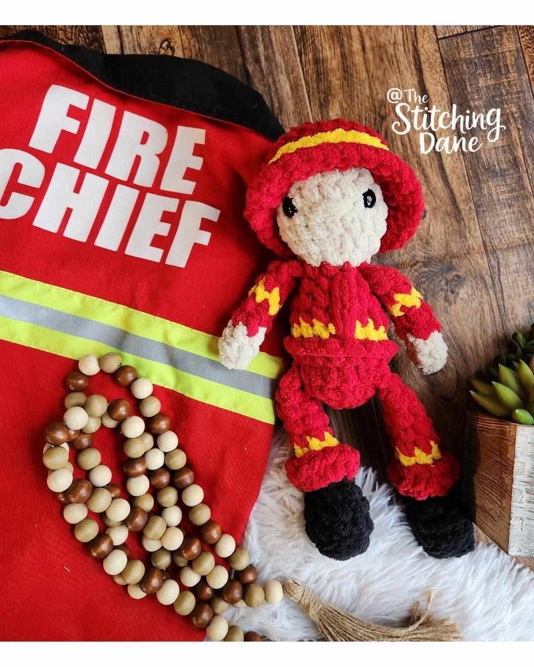 fireman | doll, fireman, amigurumi pattern, doll crochet, PDF pattern, low sew, plush yarn, crochet pattern, firefighter, rescue heroes thumbnail 4