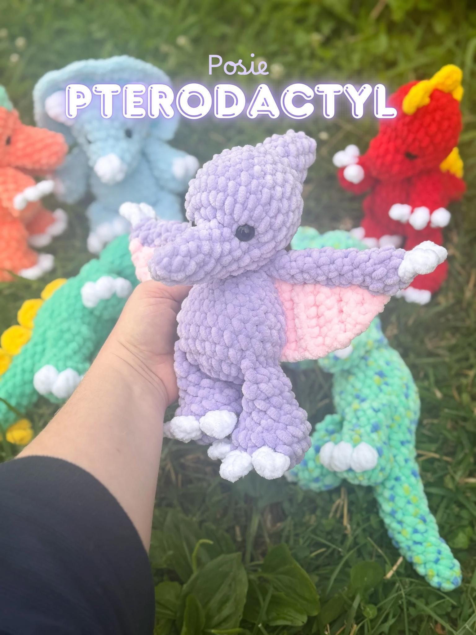 posie the pterodactyl | amigurumi dinosaur, low sew, crochet pattern, dinosaur pattern