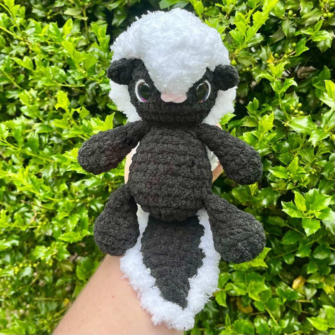 stinker the skunk | amigurumi skunk pattern, low sew, crochet pattern, crochet skunk, woodland crochet pattern, crochet thumbnail 8