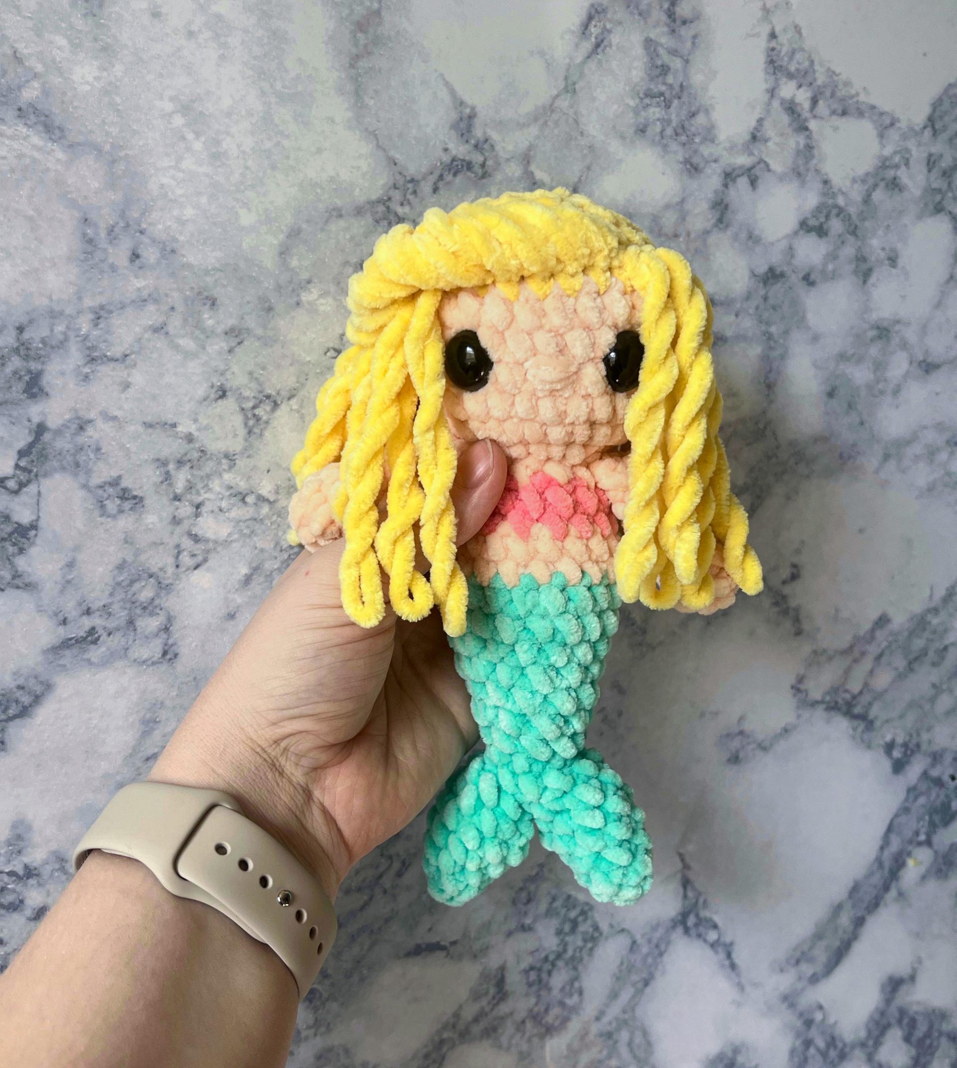 Baby mermaid crochet pattern- mermaid crochet pattern, amigurumi mermaid, crochet pattern, no sew crochet pattern, parfait chunky, amigurumi