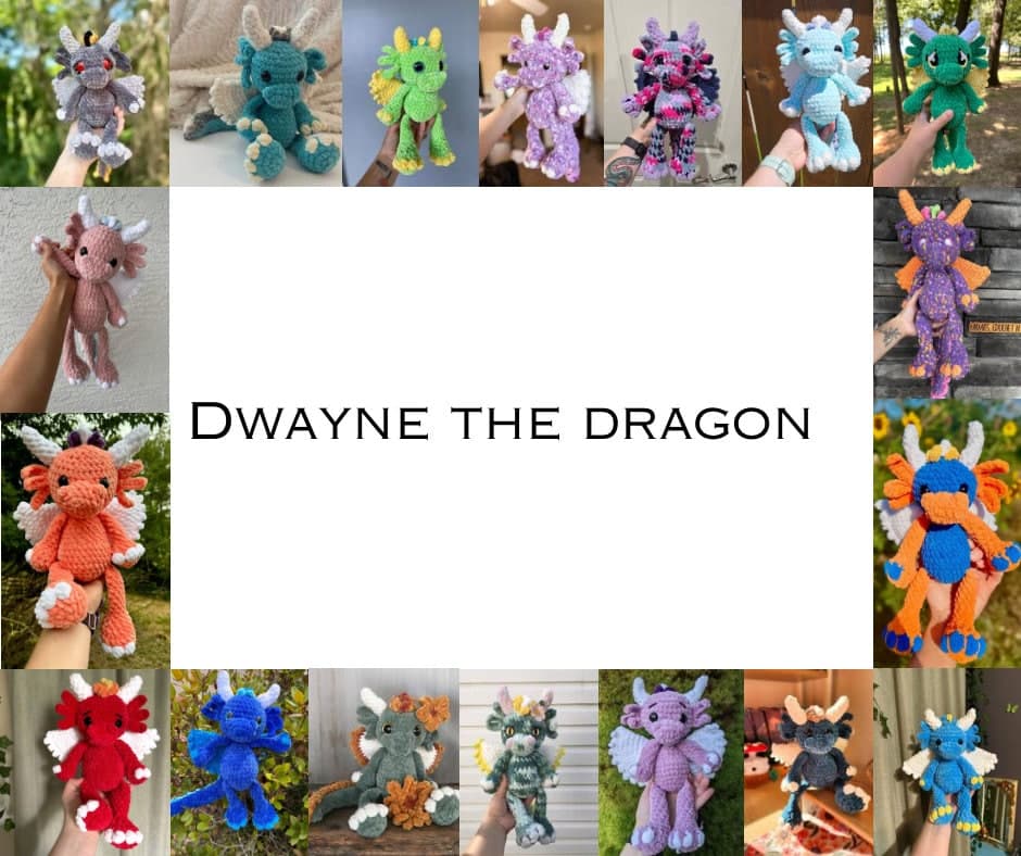 Dwayne dragon pattern- dragon amigurumi, mythical crochet pattern, dragon pattern thumbnail 2