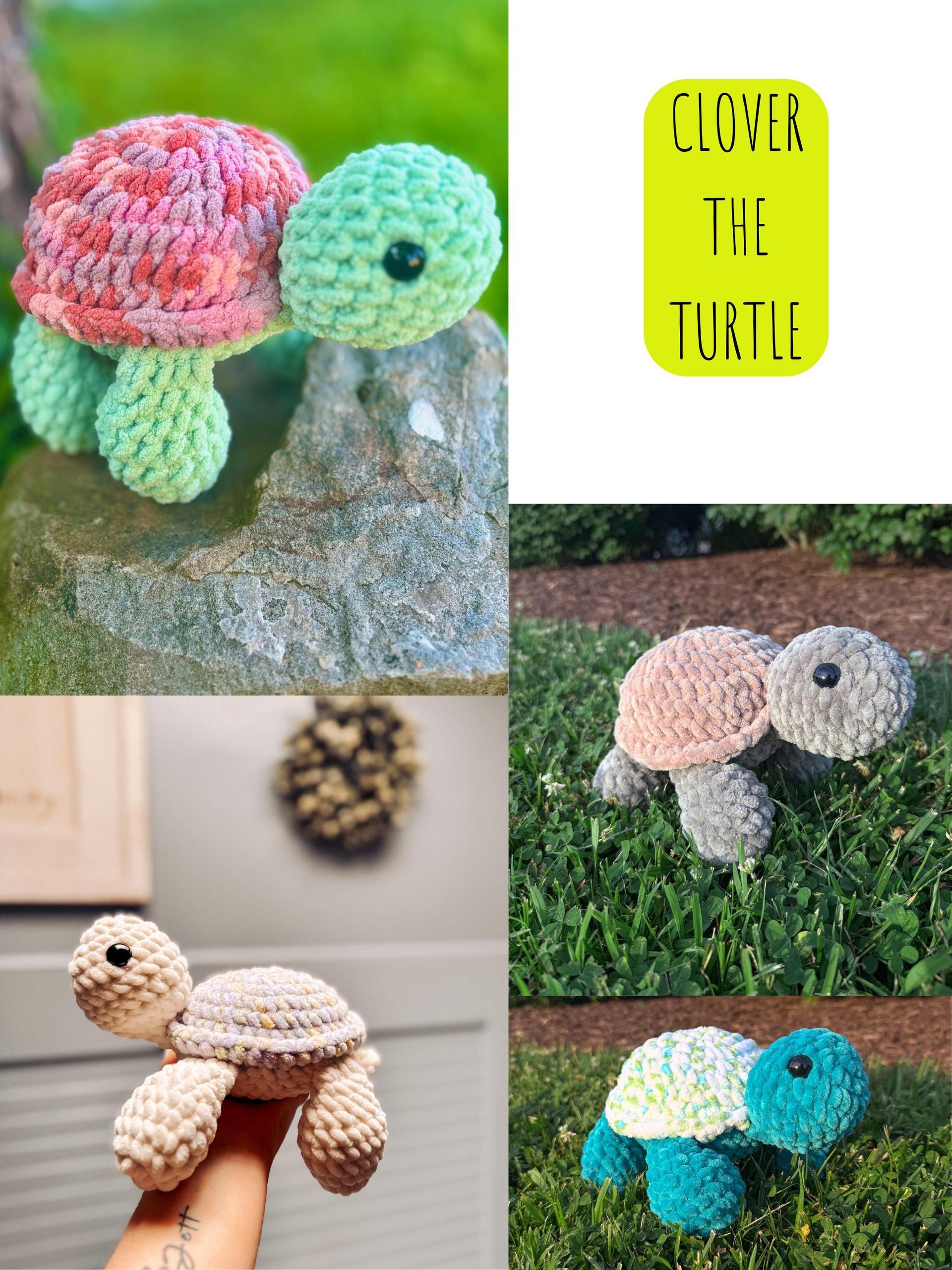clover the turtle- crochet turtle pattern, land turtle crochet pattern, amigurumi turtle pattern, no sew, tortoise crochet pattern, crochet thumbnail 3