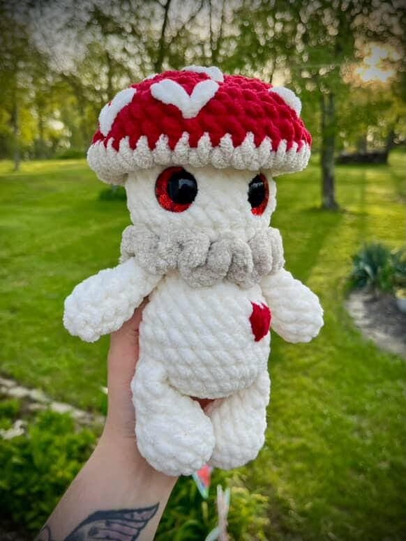 magnolia the mushroom | crochet mushroom pattern, low sew, crochet pattern, cottagecore, boho, crochet chunky yarn pattern, plush crochet thumbnail 4