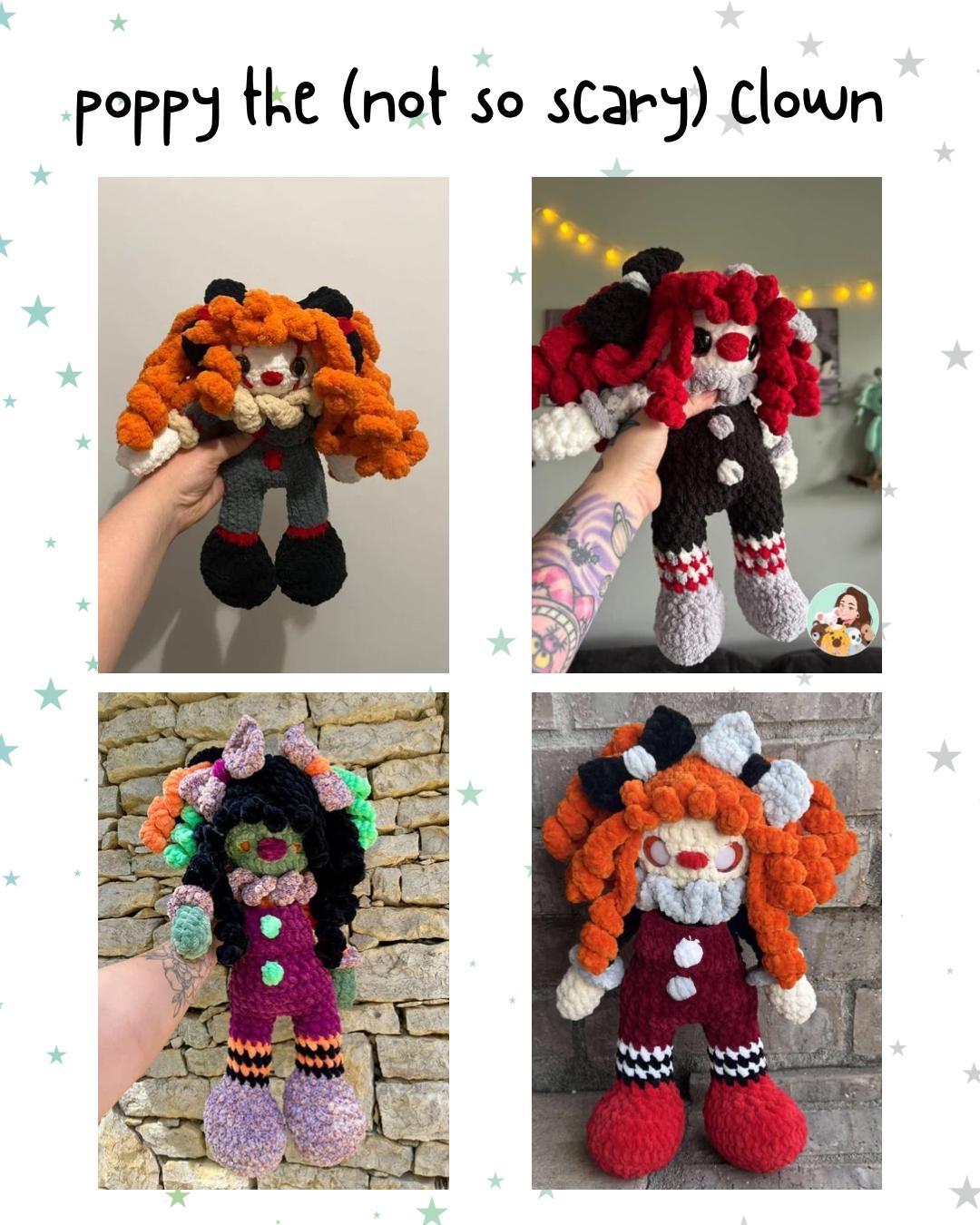 poppy the clown | crochet clown pattern, amigurumi clownpattern, Halloween crochet pattern , crochet pattern, amigurumi thumbnail 7