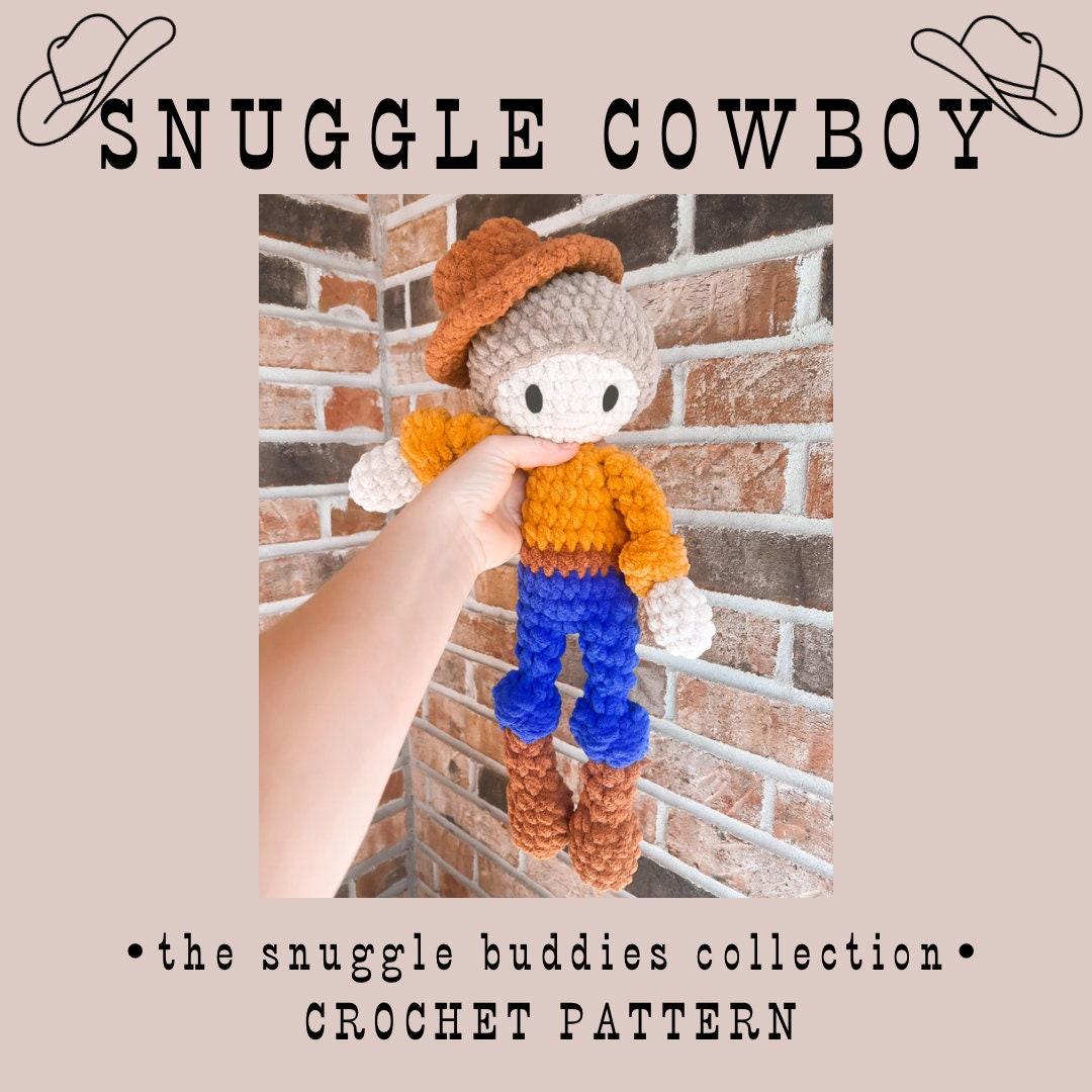 Cowboy Snuggle Buddy- crochet lovey pattern, crochet snuggler pattern, western crochet pattern, cowboy crochet pattern,