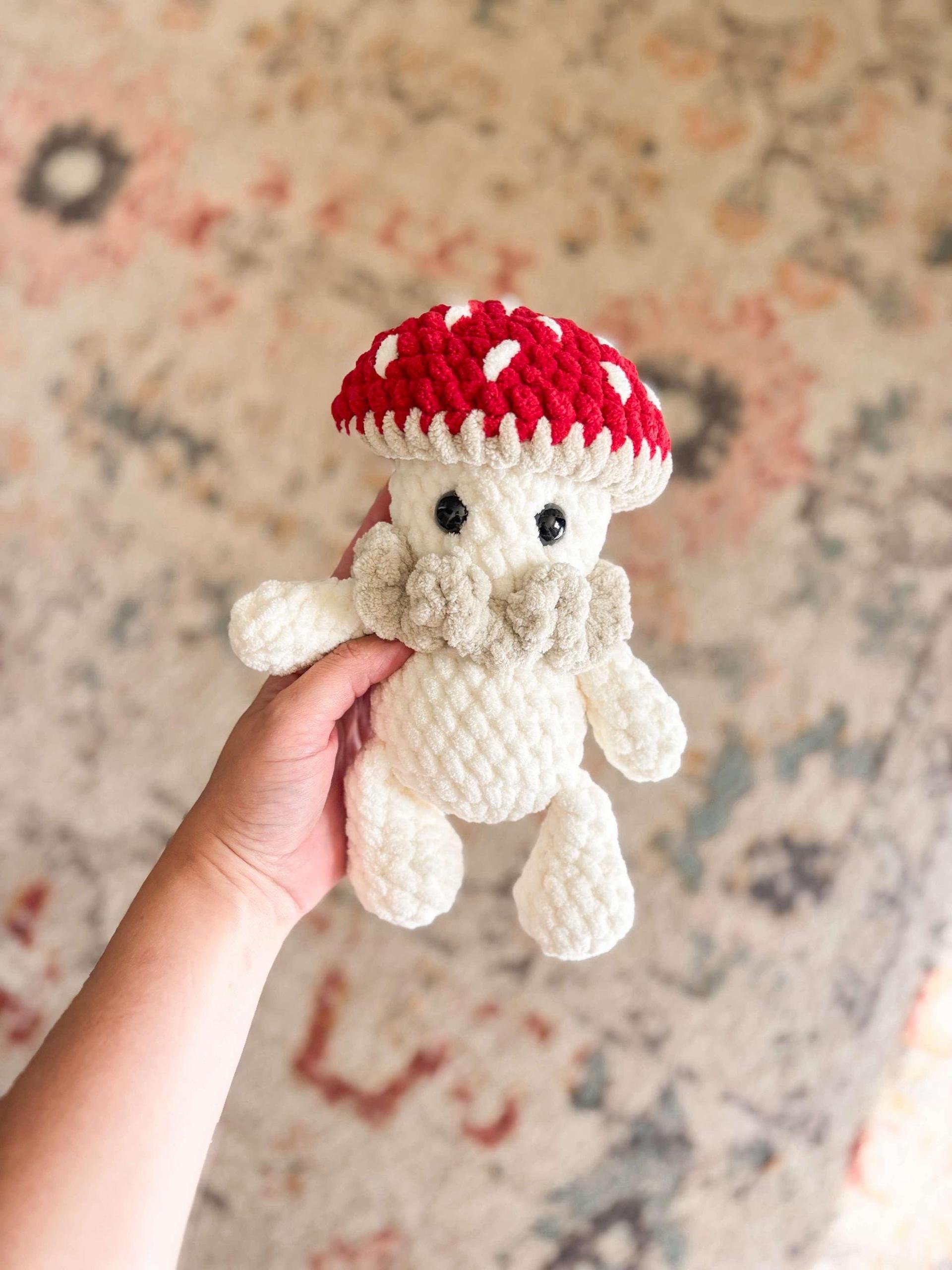 magnolia the mushroom | crochet mushroom pattern, low sew, crochet pattern, cottagecore, boho, crochet chunky yarn pattern, plush crochet thumbnail 2