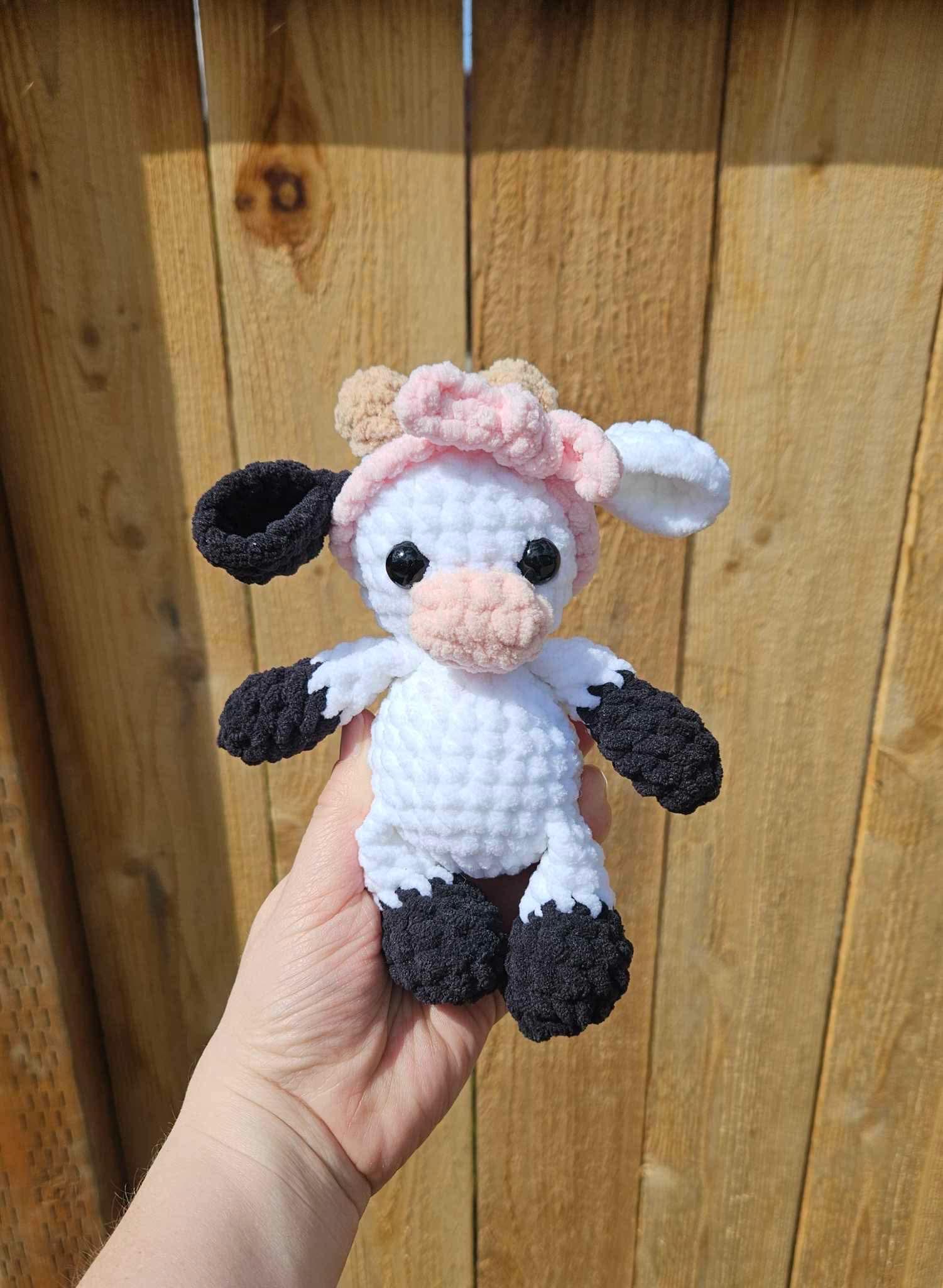 moomoo the cow | amigurumi cow pattern, low sew, crochet pattern, spring crochet, crochet cow, crochet farm, crochet chunky yarn pattern thumbnail 3