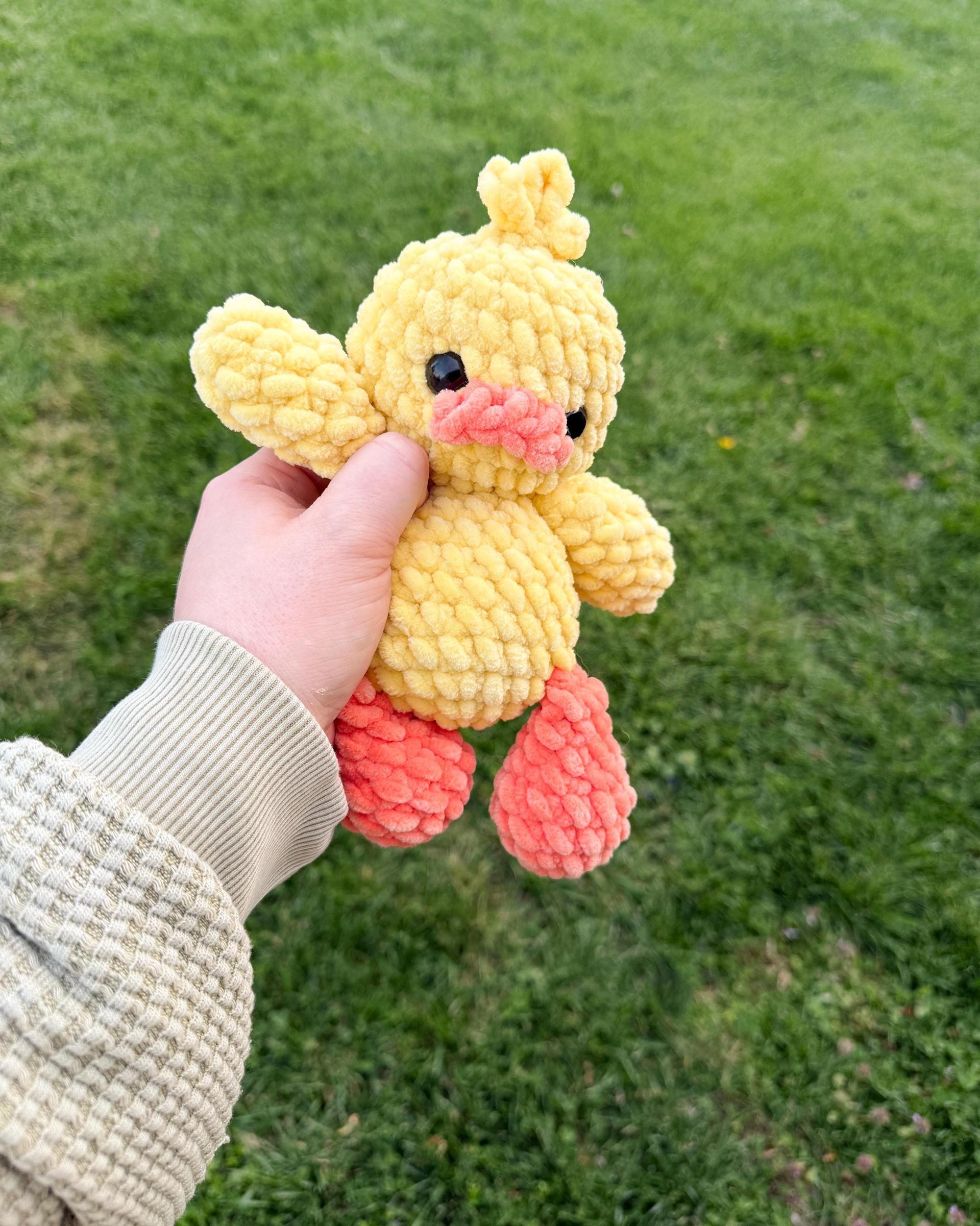 puddles the duck | amigurumi duck pattern, low sew, crochet pattern, spring crochet, crochet duck, crochet farm, spring thumbnail 6