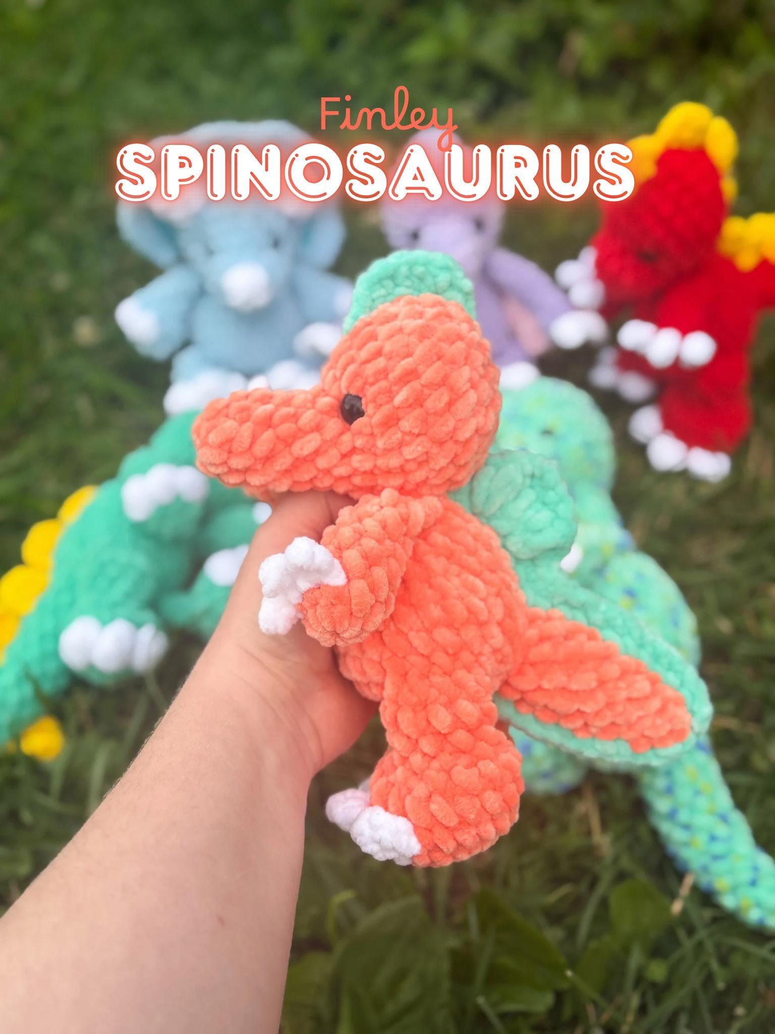 finley the spinosaurus | amigurumi dinosaur, low sew, crochet pattern, dinosaur, PDF