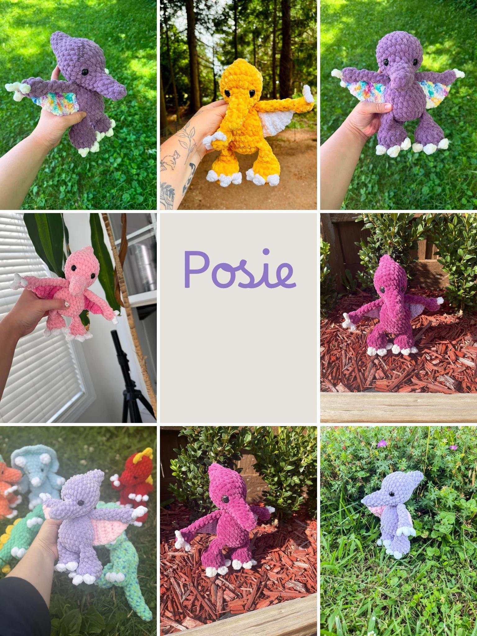 posie the pterodactyl | amigurumi dinosaur, low sew, crochet pattern, dinosaur pattern thumbnail 3