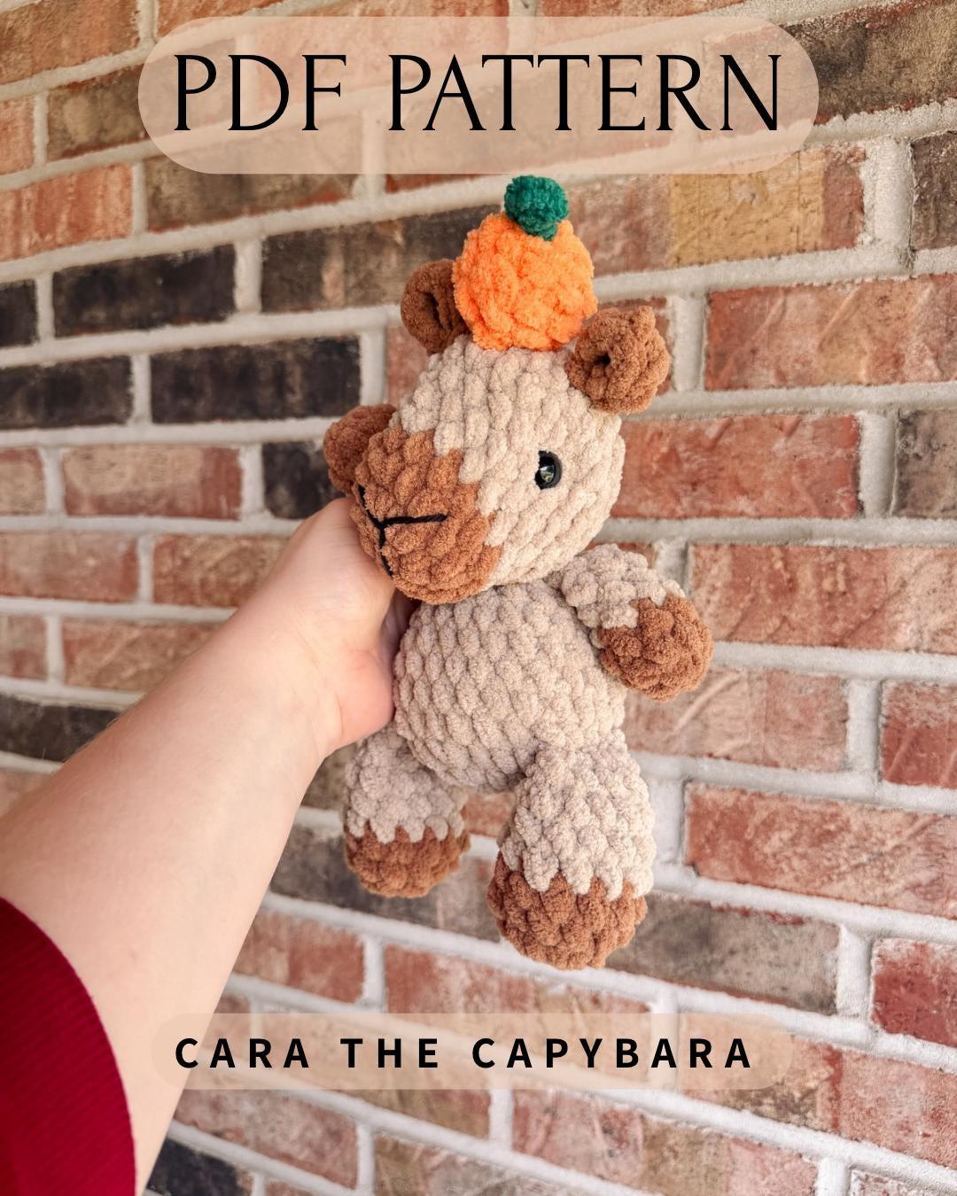 Cara the capybara | amigurumi capybara pattern, no sew, low sew, crochet pattern, crochet, crochet capybara, PDF