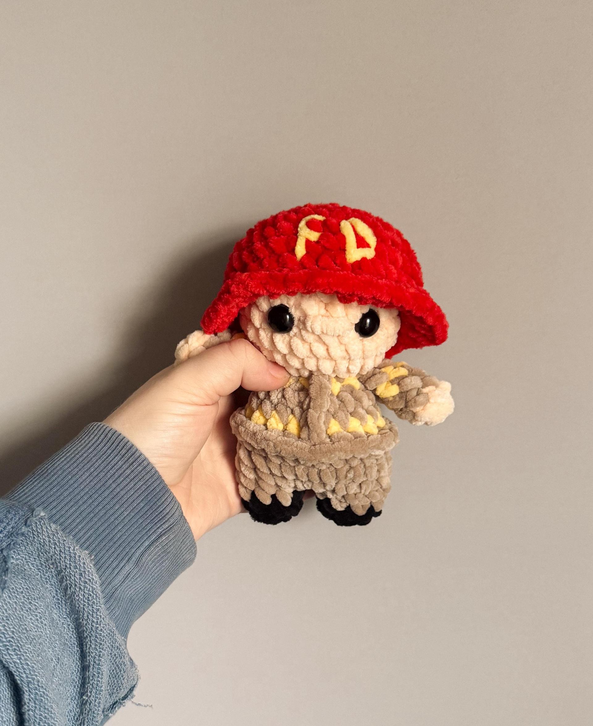 Crochet people, amigurumi fireman, crochet pattern, crochet firefighter, crochet