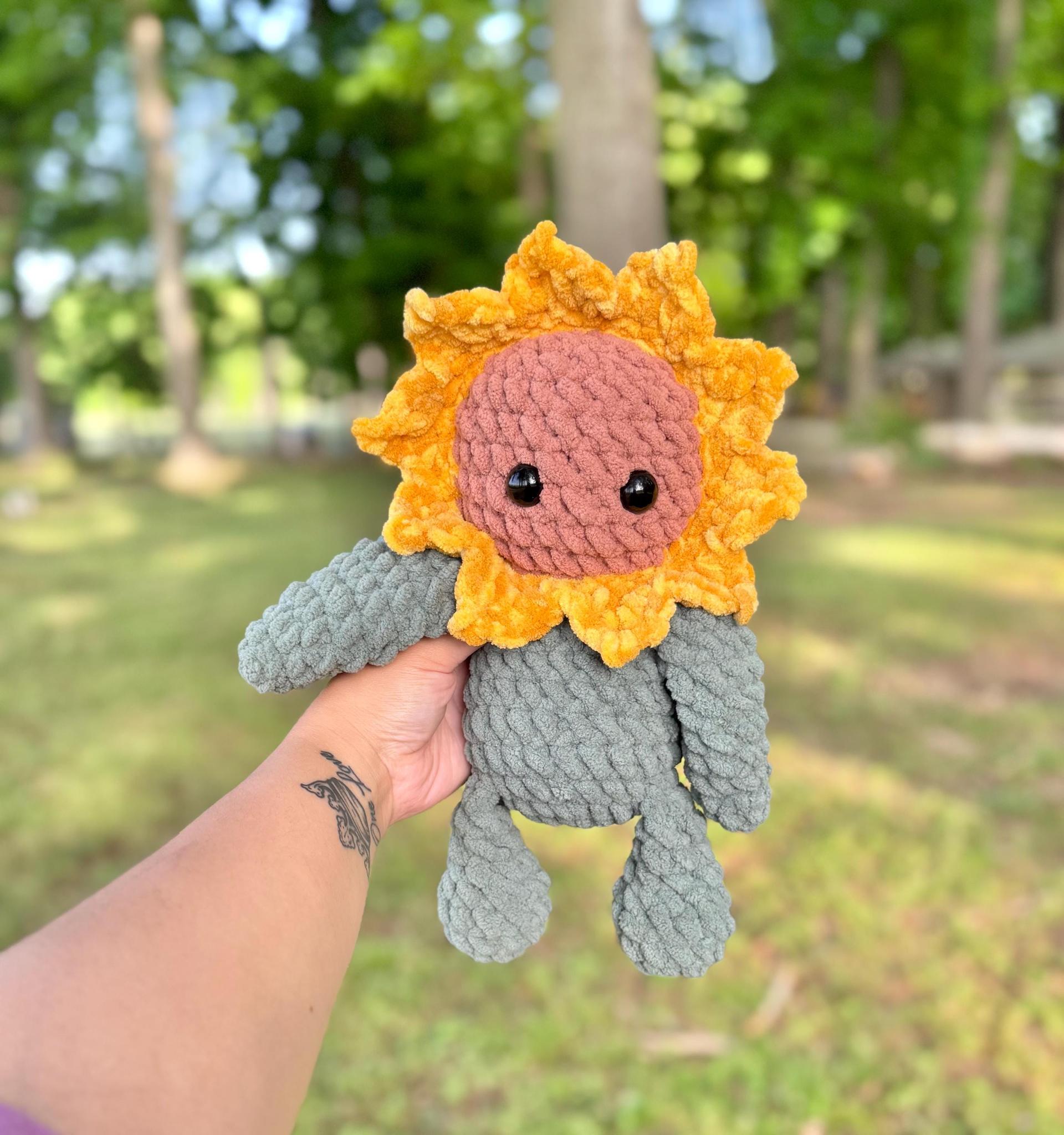 sunny the sunflower | crochet sunflower pattern, crochet, amigurumi, boho, crochet pattern, pdf, crochet flower pattern thumbnail 5