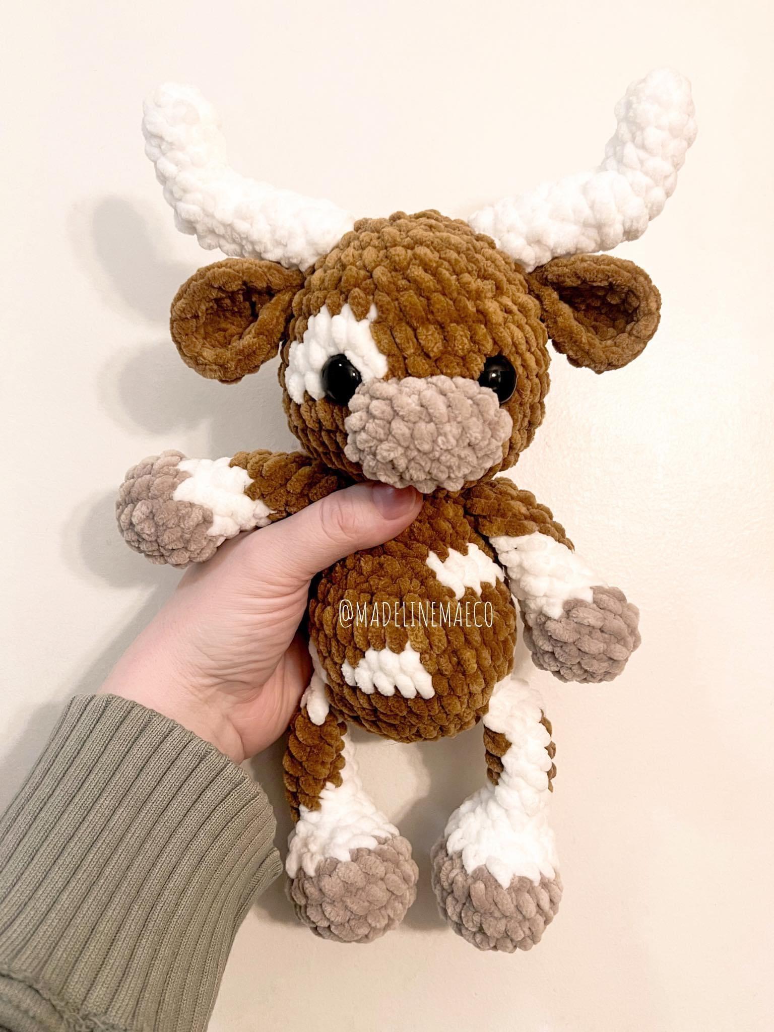 Crochet Cows Trio pattern- Longhorn cow, cow, and highland cow thumbnail 4