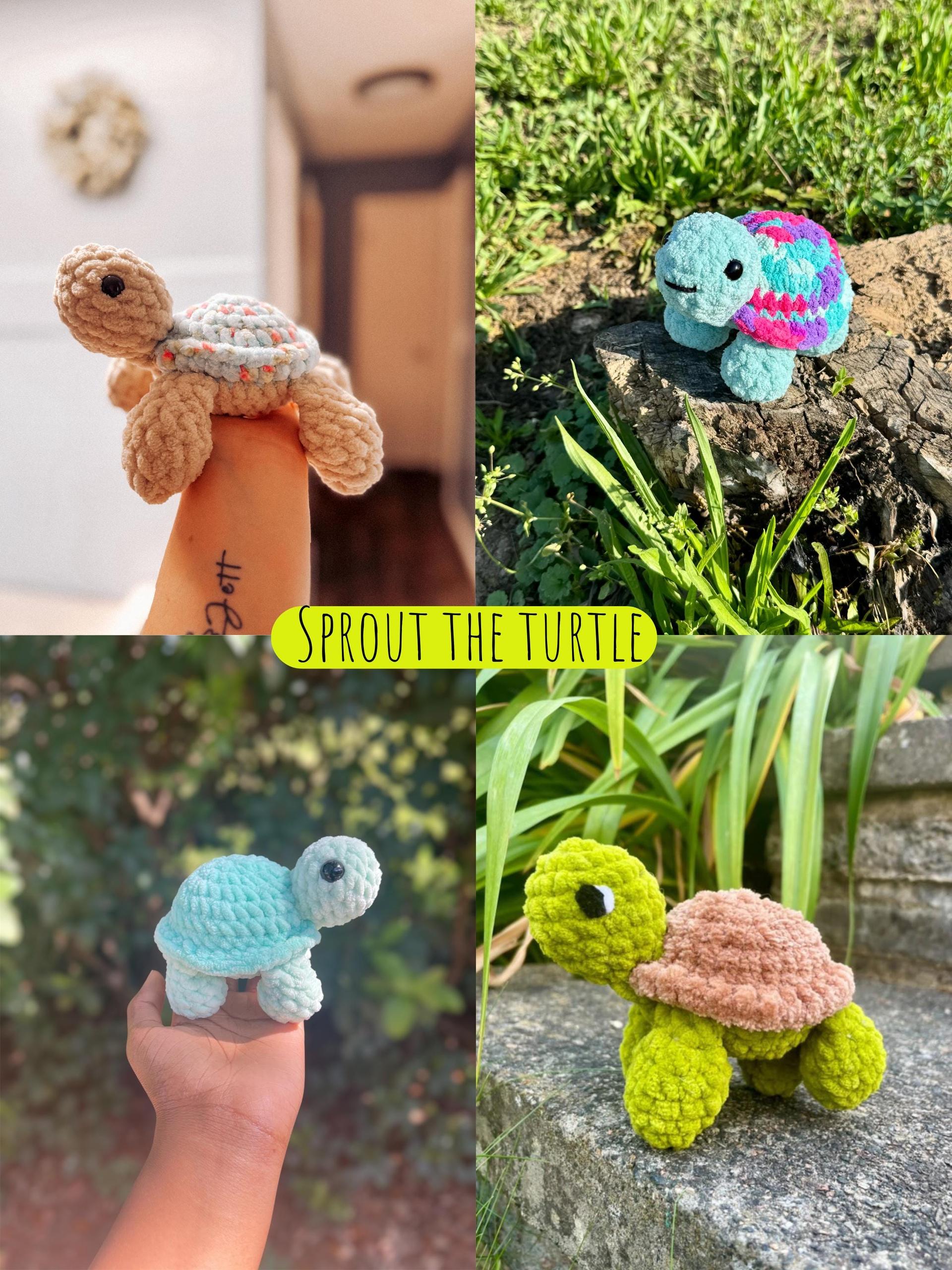 sprout the turtle- crochet pattern, tortoise crochet pattern, turtle amigurumi pattern, no sew, land turtle crochet pattern, amigurumi thumbnail 4