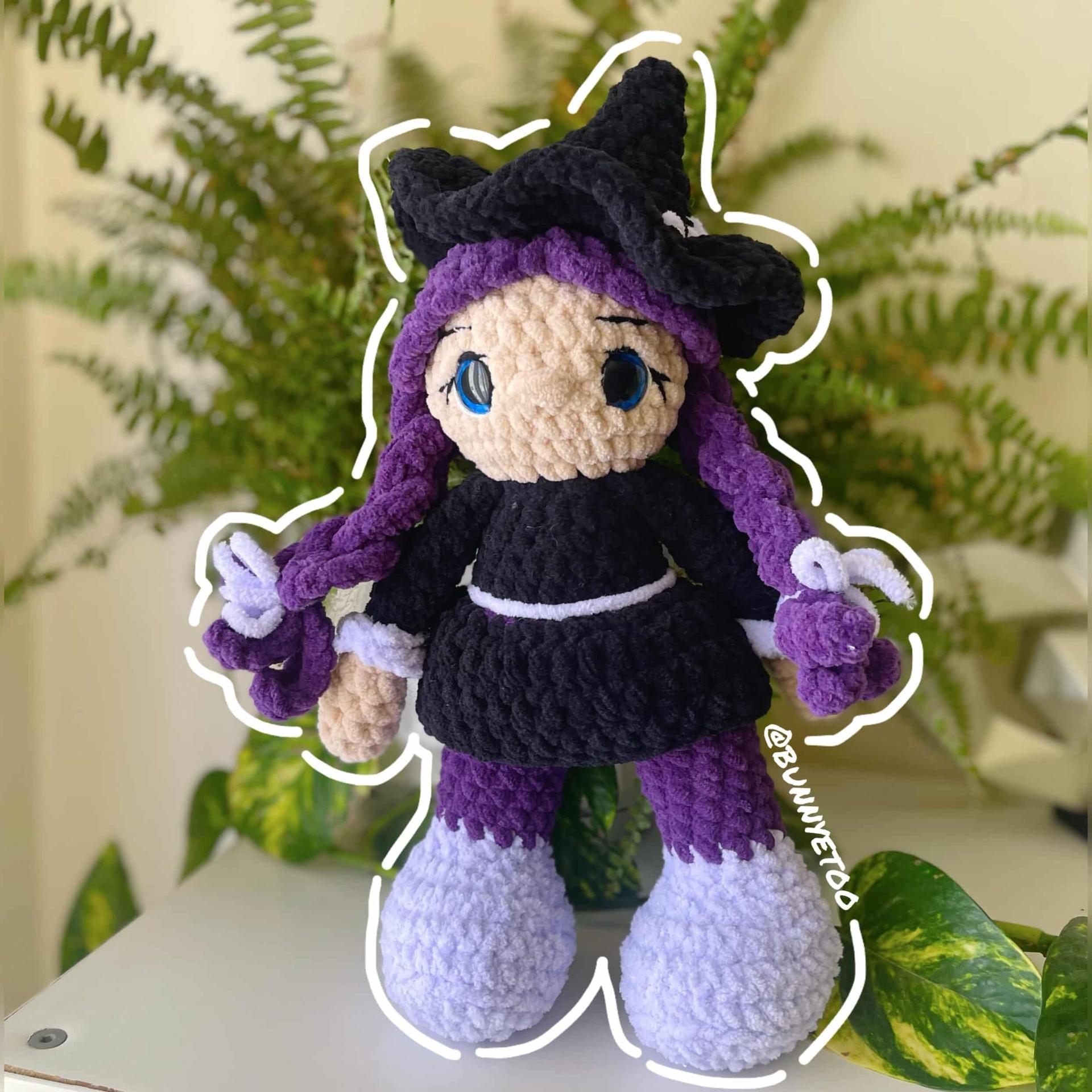 alice the witch | crochet witch pattern, amigurumi witch pattern, Halloween crochet pattern , crochet pattern, amigurumi pattern, low sew thumbnail 4