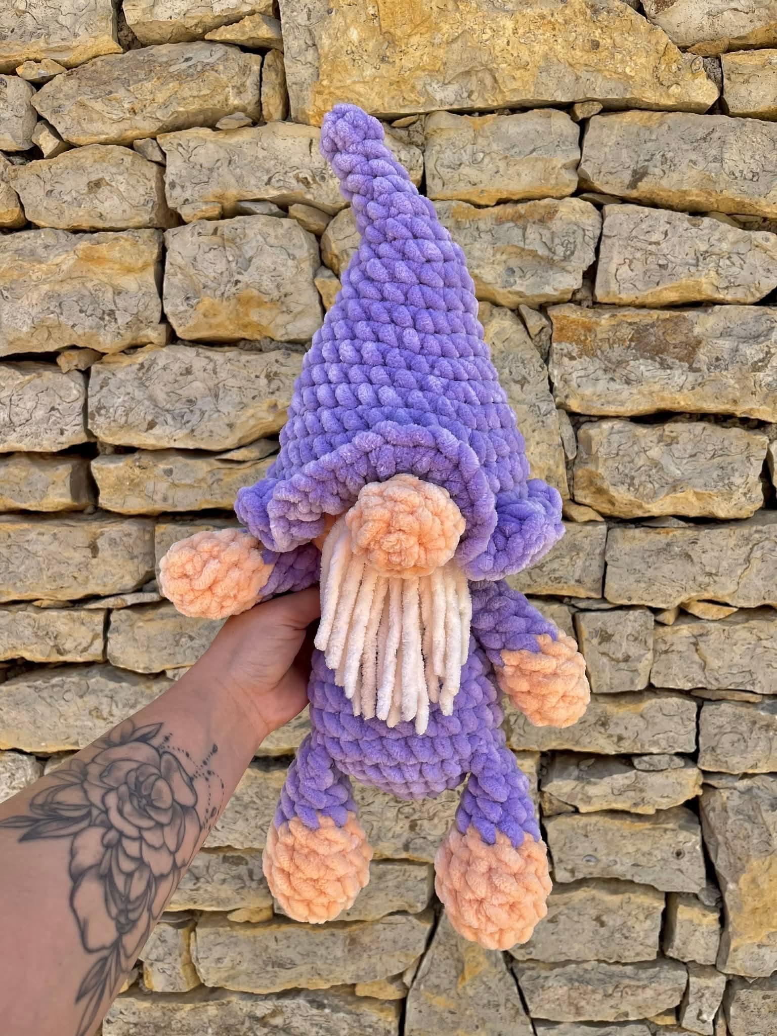 pip the gnome | crochet gnome pattern, low sew, crochet pattern, cottagecore, crochet chunky yarn pattern, plush crochet, amigurumi gnome thumbnail 3