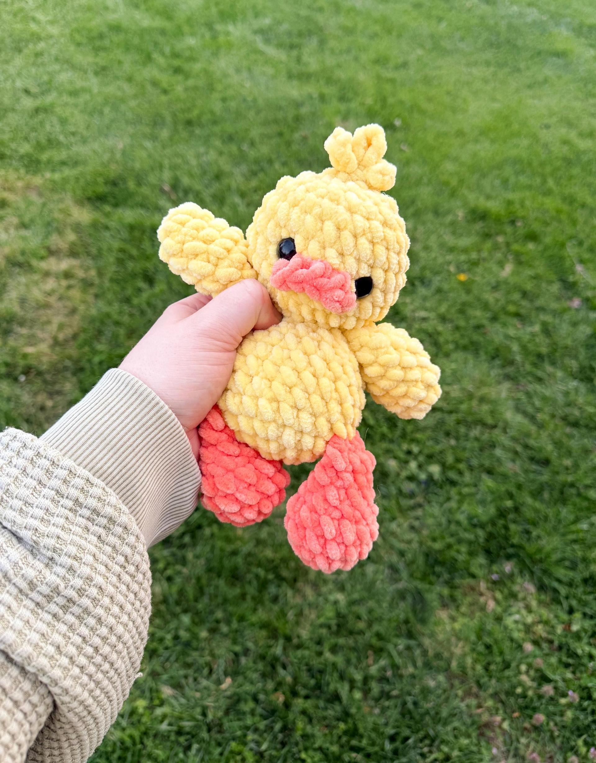 puddles the duck | amigurumi duck pattern, low sew, crochet pattern, spring crochet, crochet duck, crochet farm, spring thumbnail 2