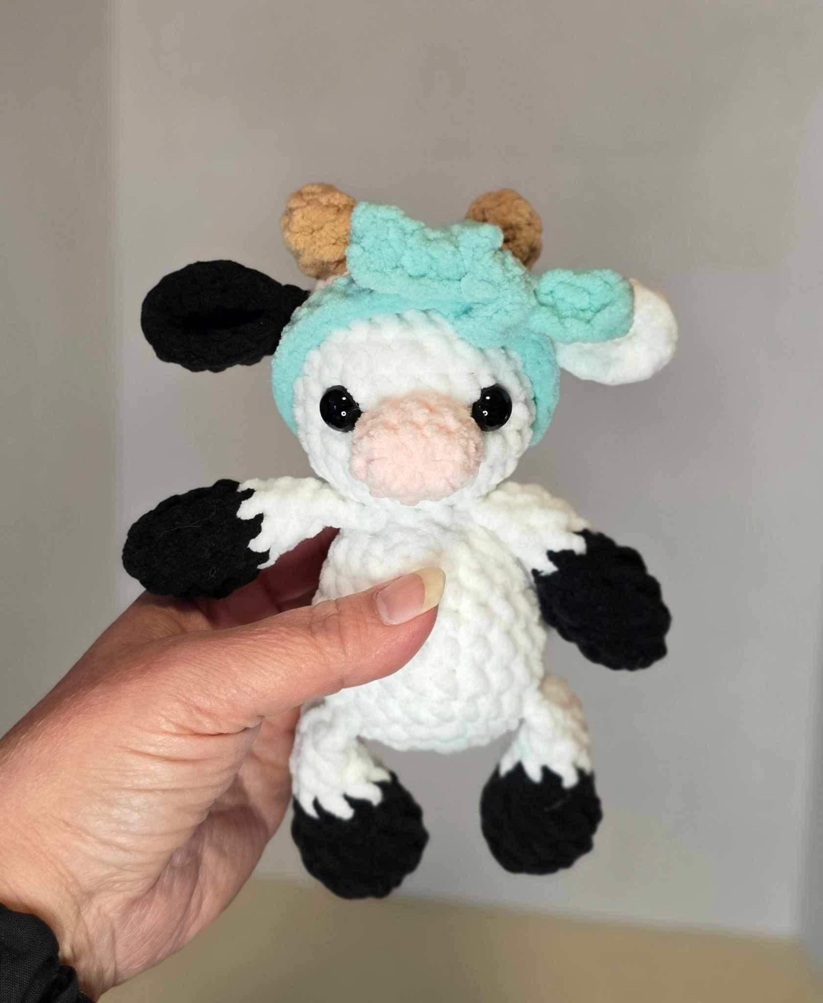 moomoo the cow | amigurumi cow pattern, low sew, crochet pattern, spring crochet, crochet cow, crochet farm, crochet chunky yarn pattern thumbnail 5