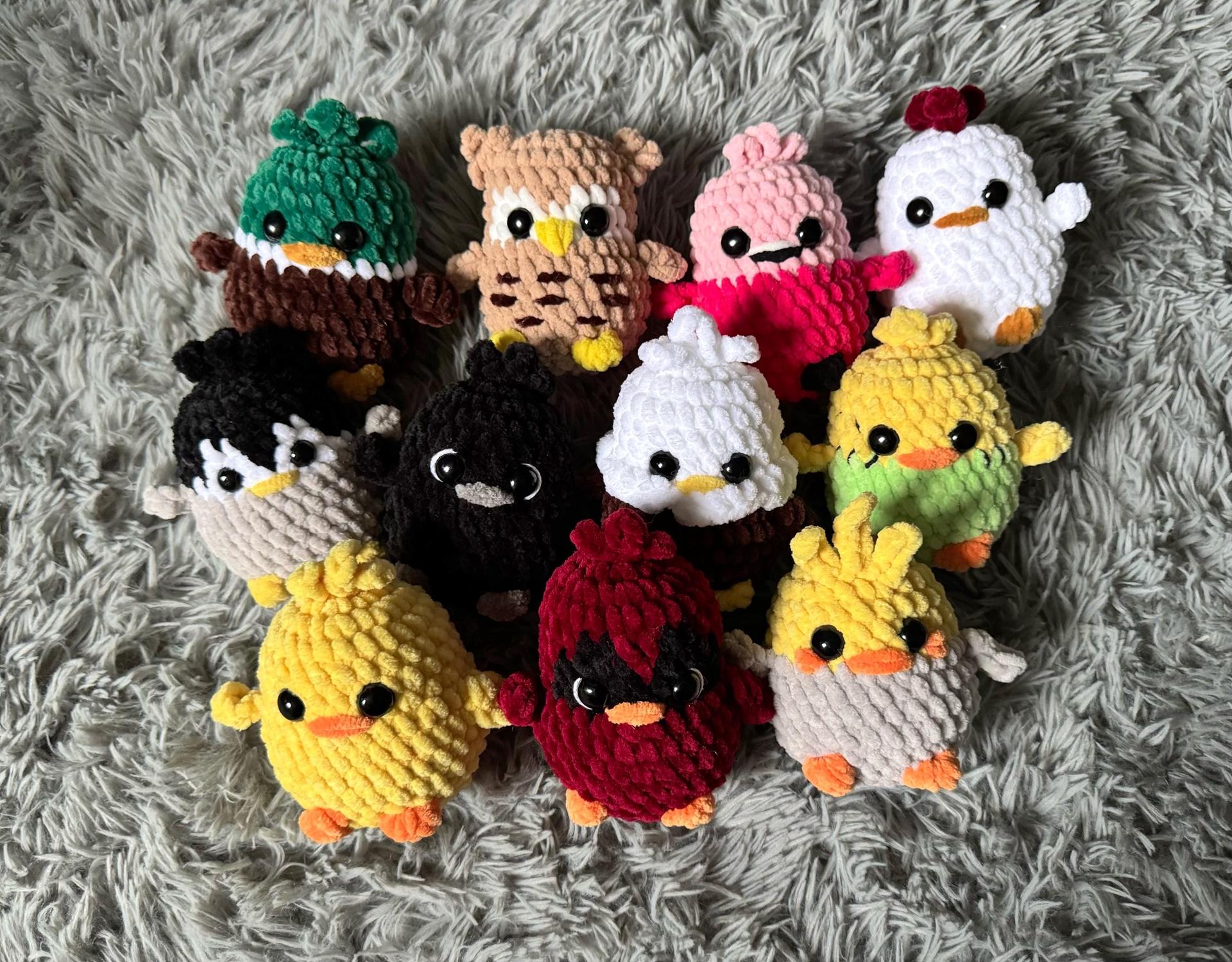 PDF Pattern- Crochet birds, crochet pattern, amigurumi, bird, amigurumi pattern, no sew, 11 in 1