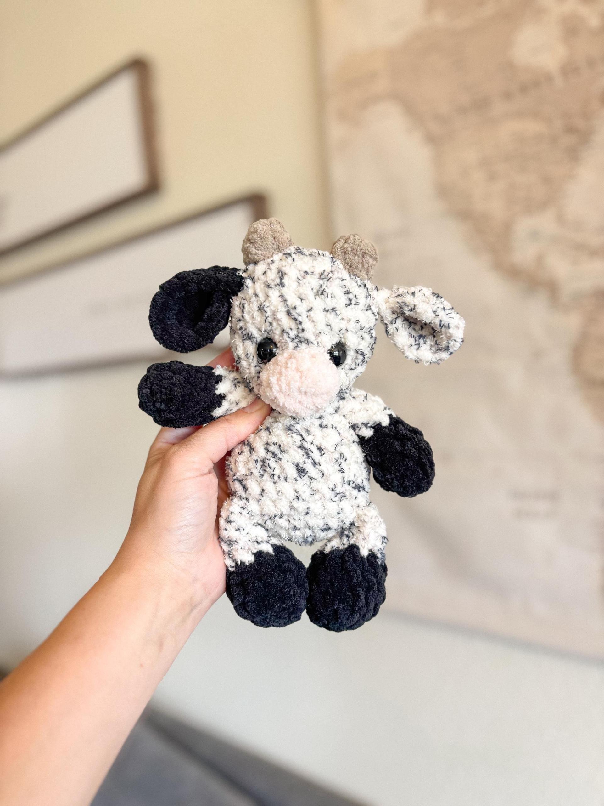 moomoo the cow | amigurumi cow pattern, low sew, crochet pattern, spring crochet, crochet cow, crochet farm, crochet chunky yarn pattern thumbnail 2